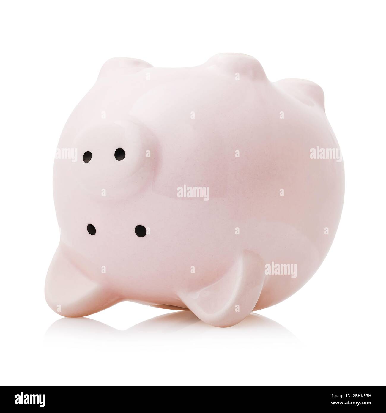 Inverted pink ceramic piggy bank isolated on white background Stock ...