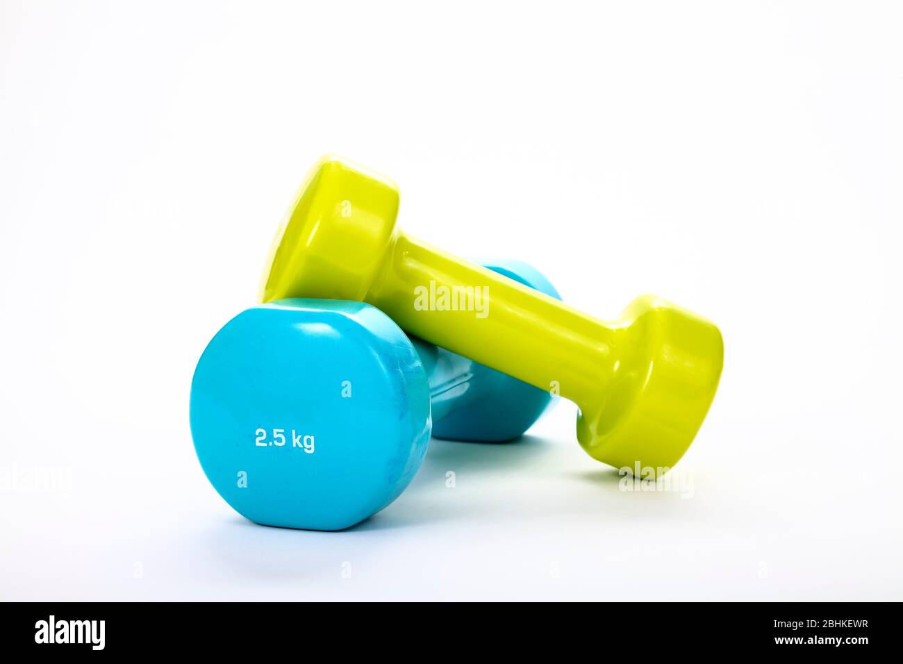 Two dumbbells isolated on a white background Stock Photo