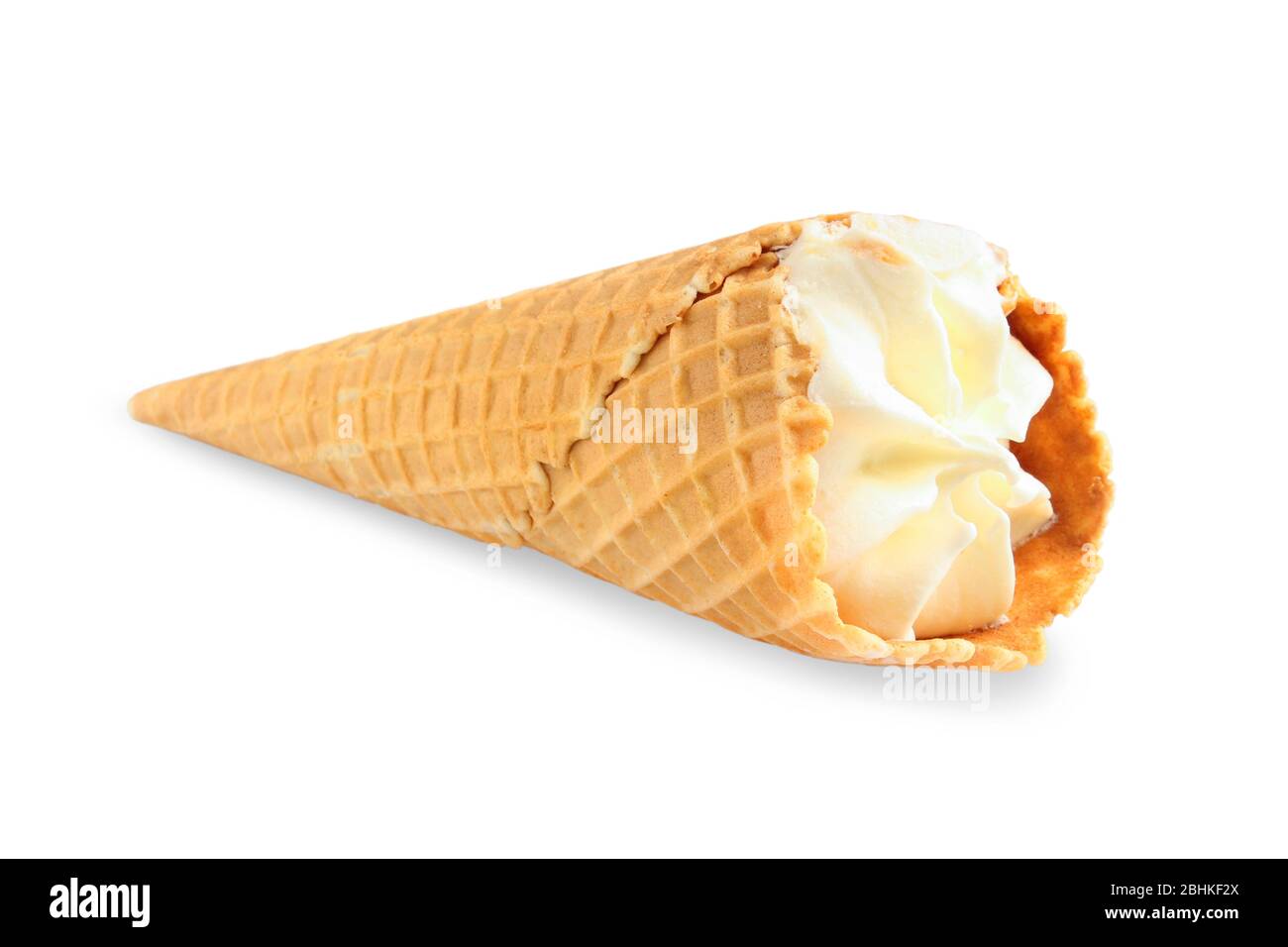 Ice cream in a waffle cup isolated on white background Stock Photo - Alamy