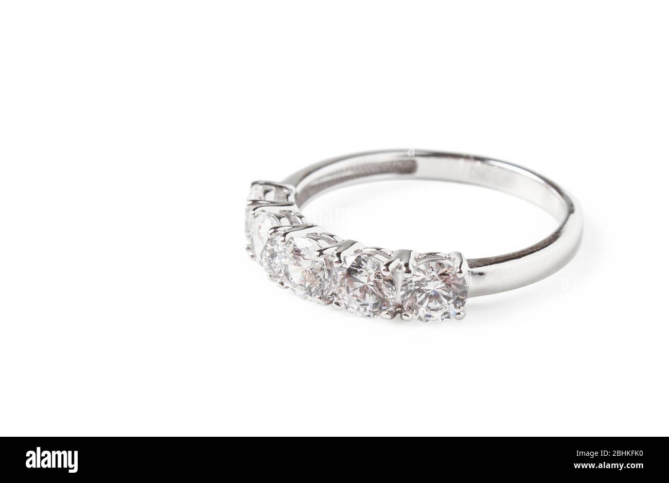 Silver ring with stones isolated on white Stock Photo