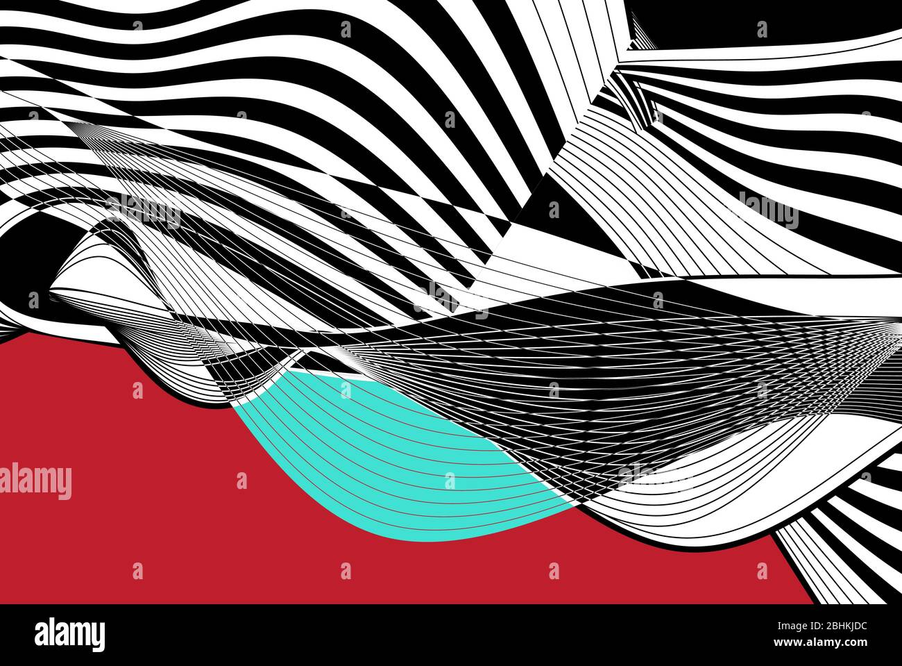 Abstract vector wave graphics with white and black Stock Vector