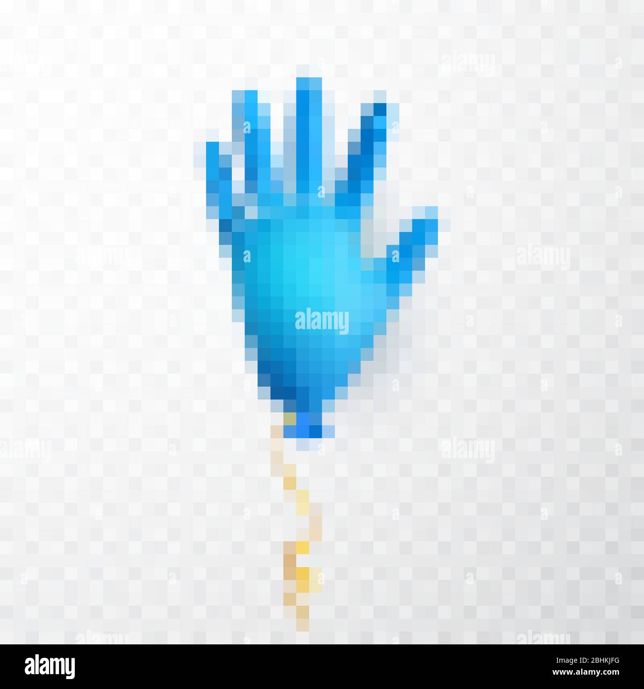 Realistic blue medical latex glove balloon. Shine helium balloon made
