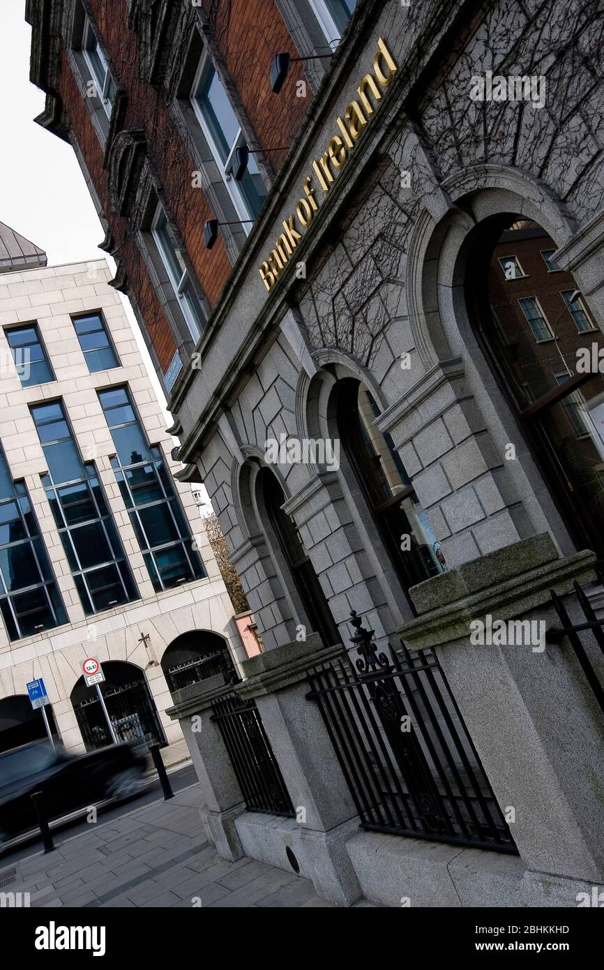 External photograph a Bank of Ireland building situated in Dublin. Stock Photo