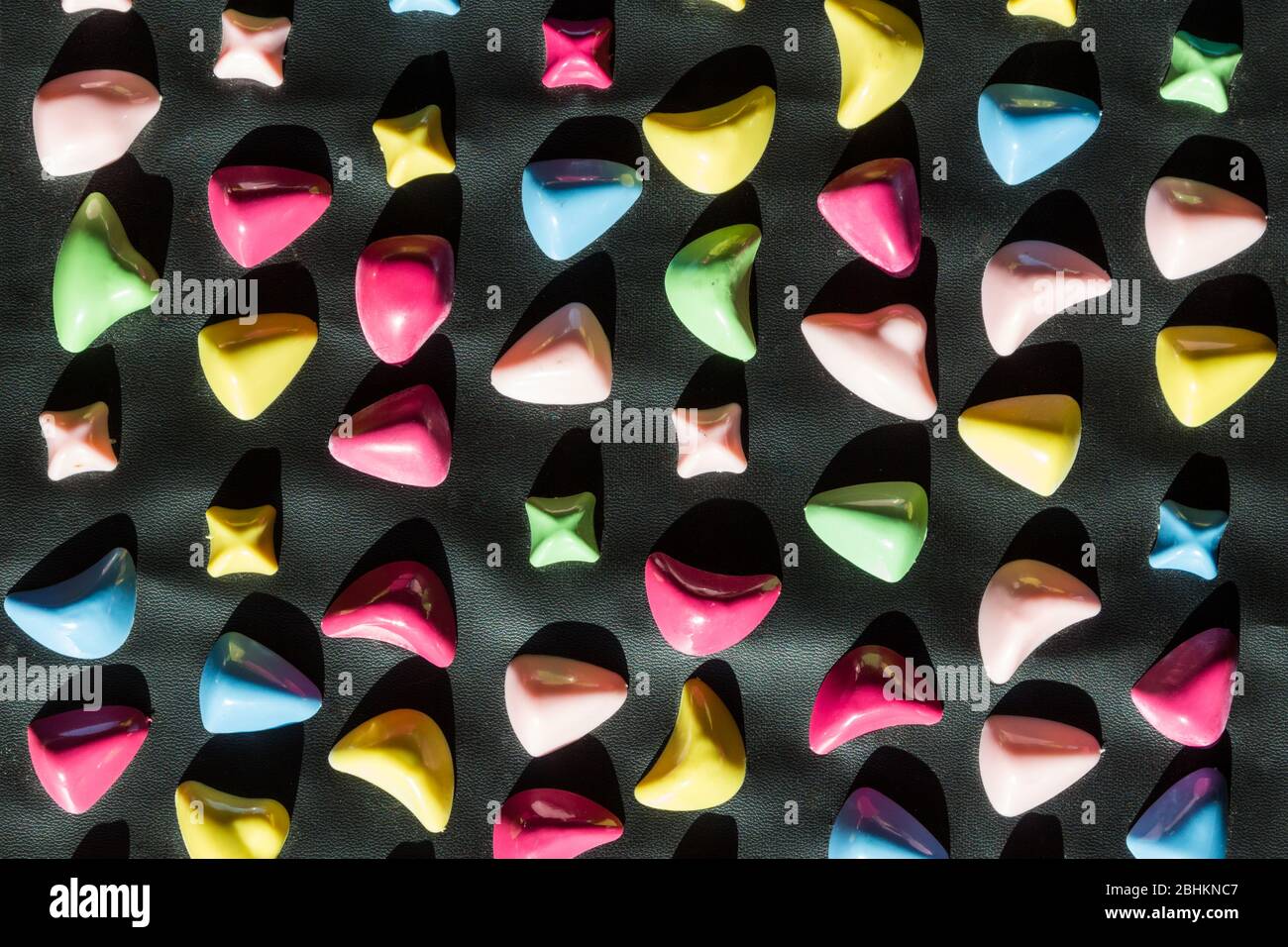 Colourful orthopedic massage mat with different shapes top view Stock Photo