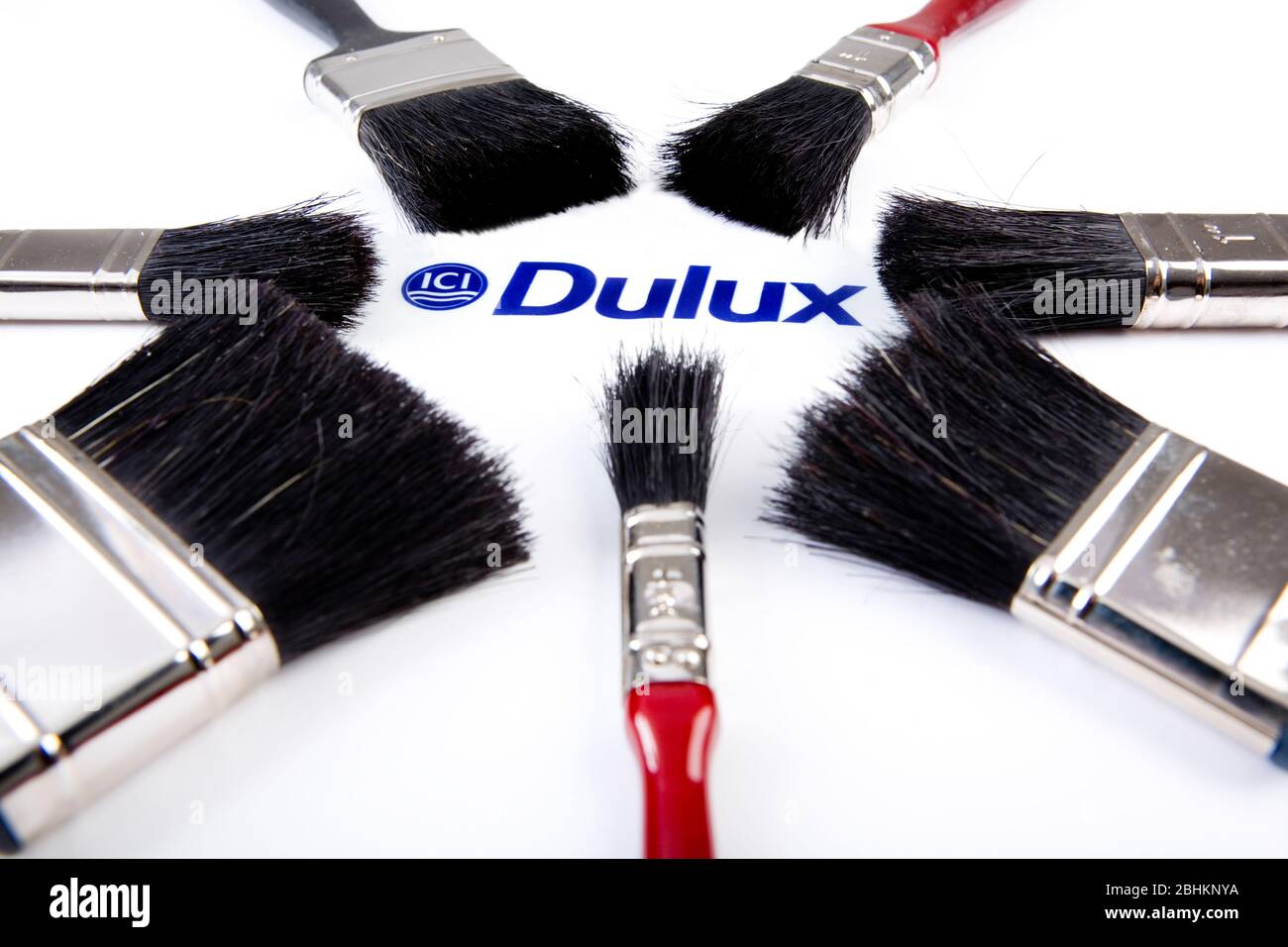 Figurative image of Dulux paint and brushes. Formerly owned by ICI, who