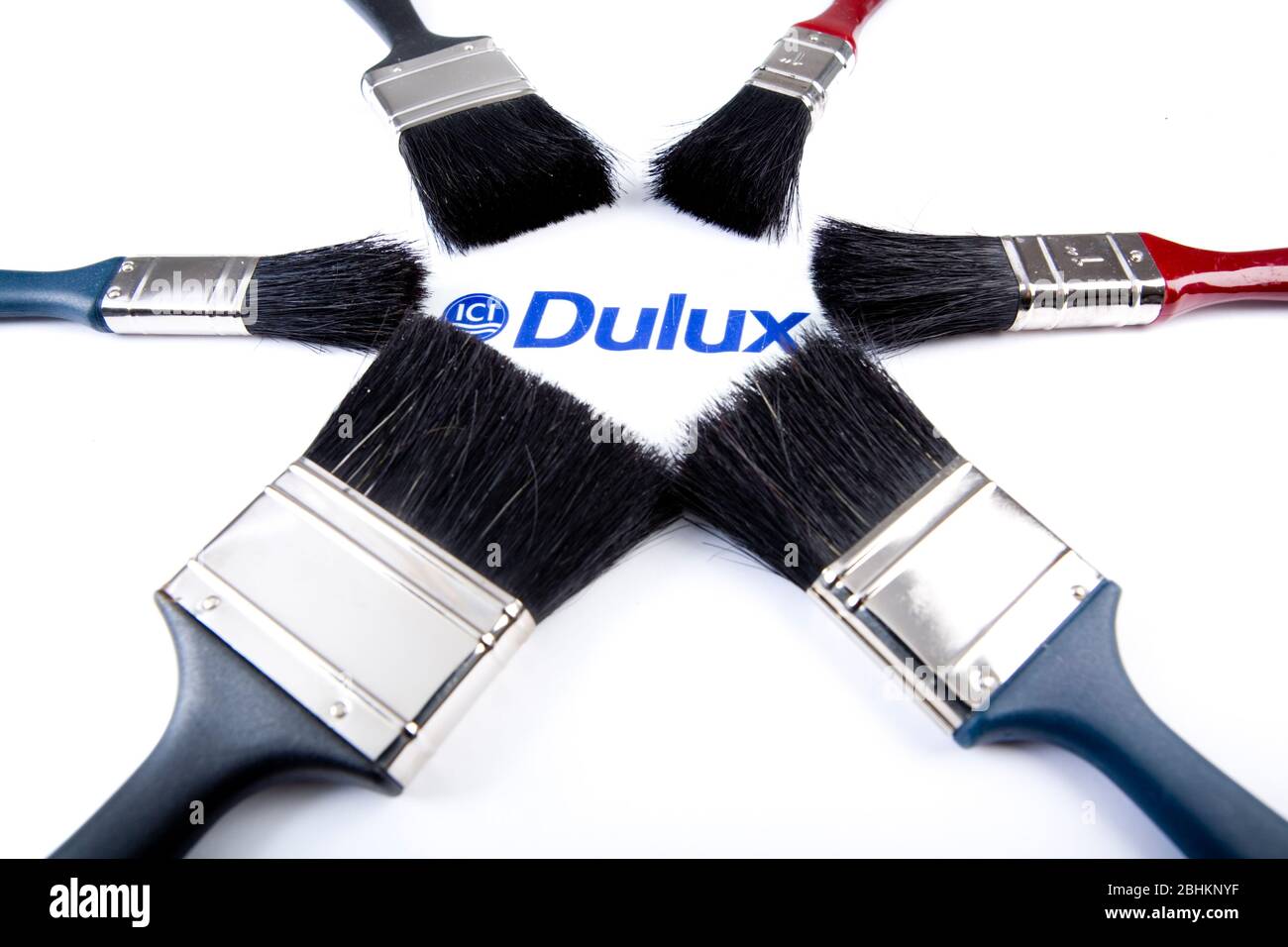 Figurative image of Dulux paint and brushes. Formerly owned by ICI, who