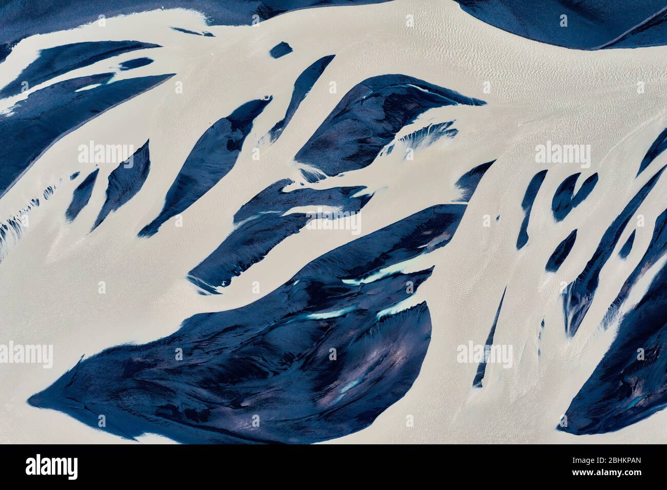 Colorful River Aerial taken in Southern Iceland, post processed in HDR Stock Photo