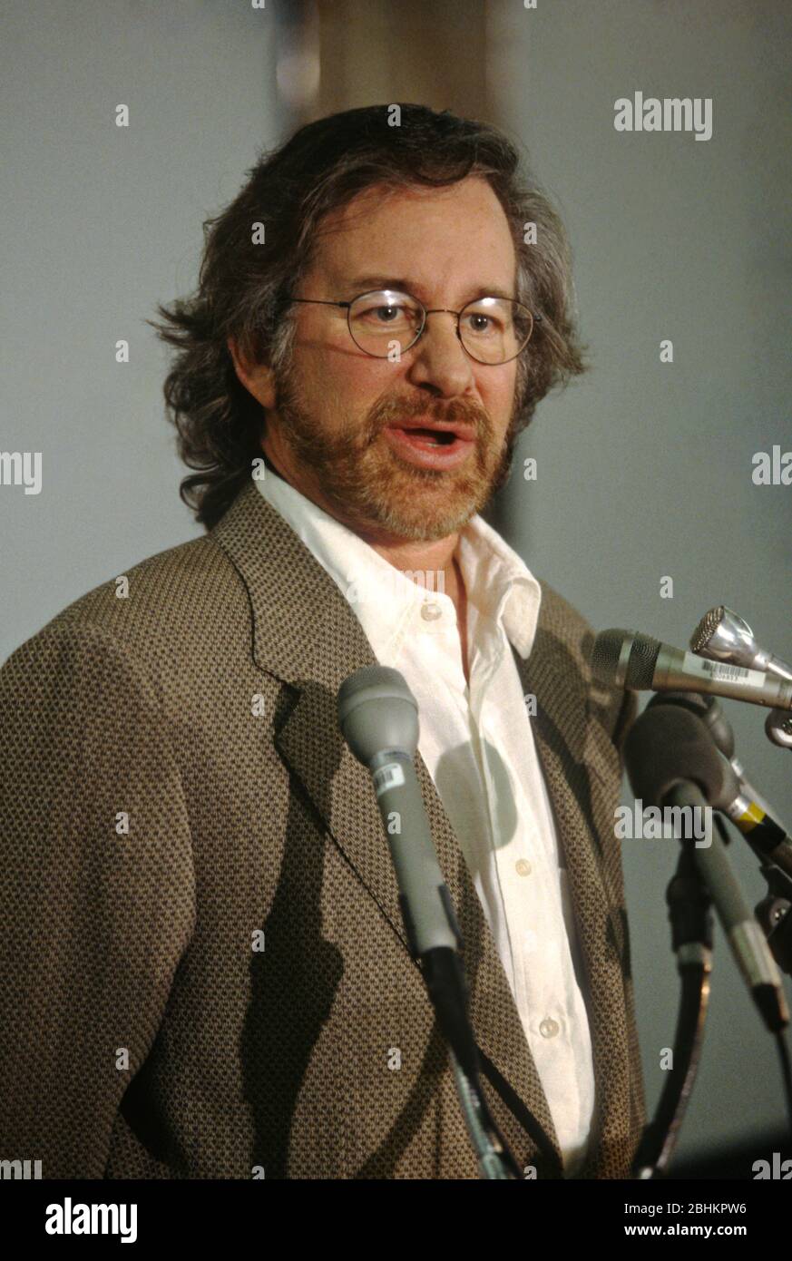 American Filmmaker Steven Spielberg speaks during a technology in education event, July 23, 1996 in Washington, DC, United States. Stock Photo