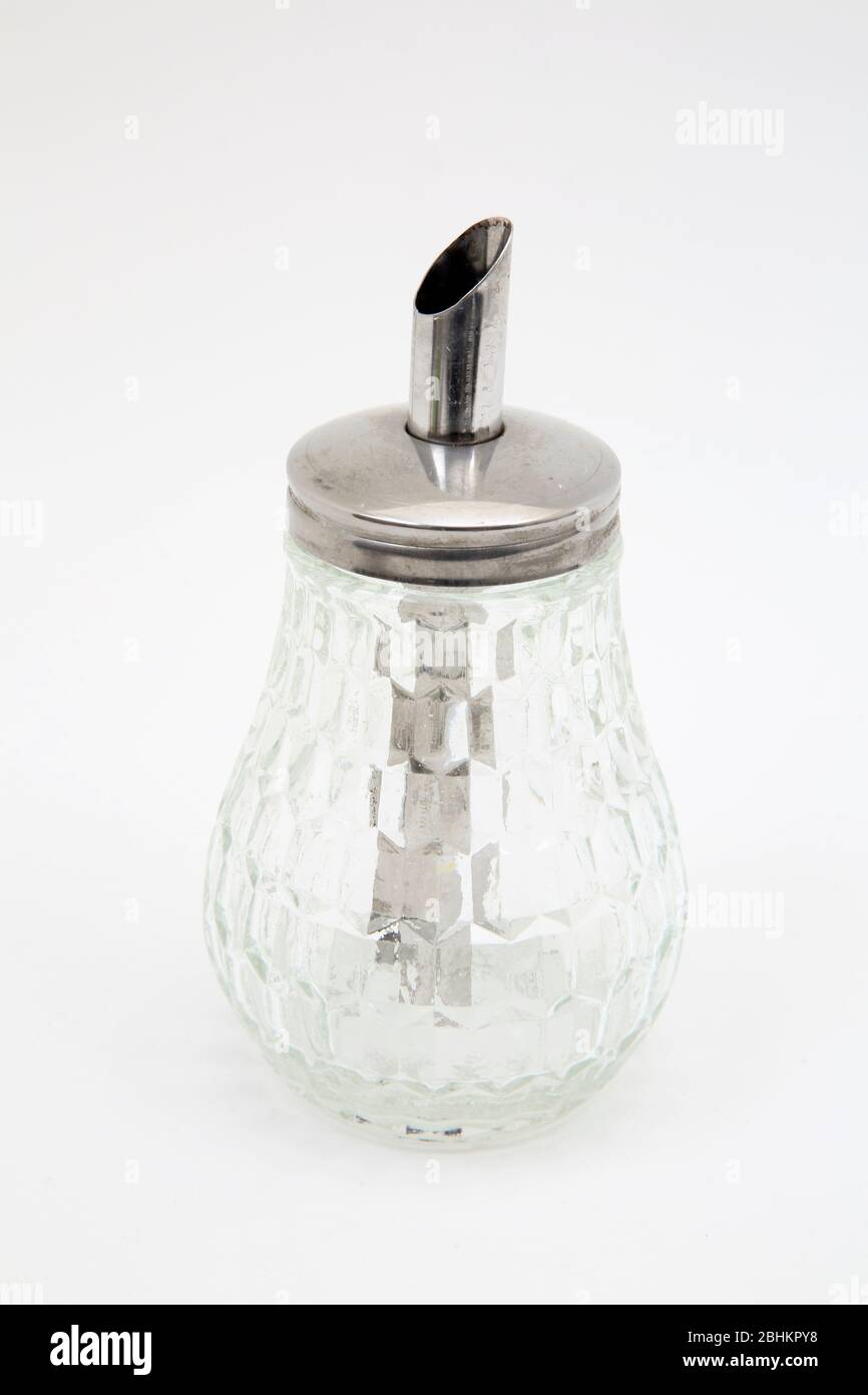 Glass Sugar Dispenser with Metal Nozzle Stock Photo