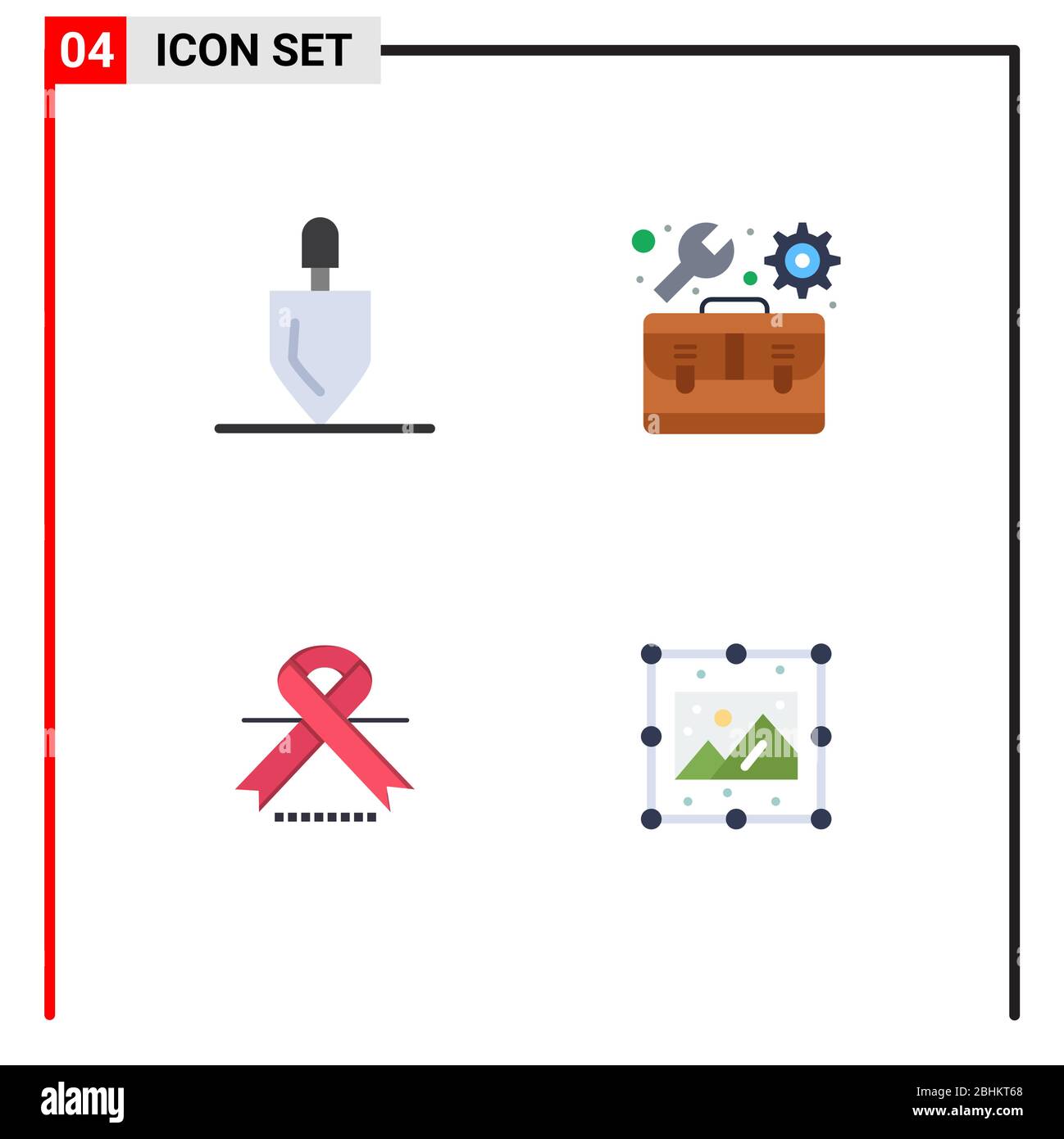 4 Universal Flat Icon Signs Symbols of equipment, oncology, tools, toolbox, medical Editable Vector Design Elements Stock Vector