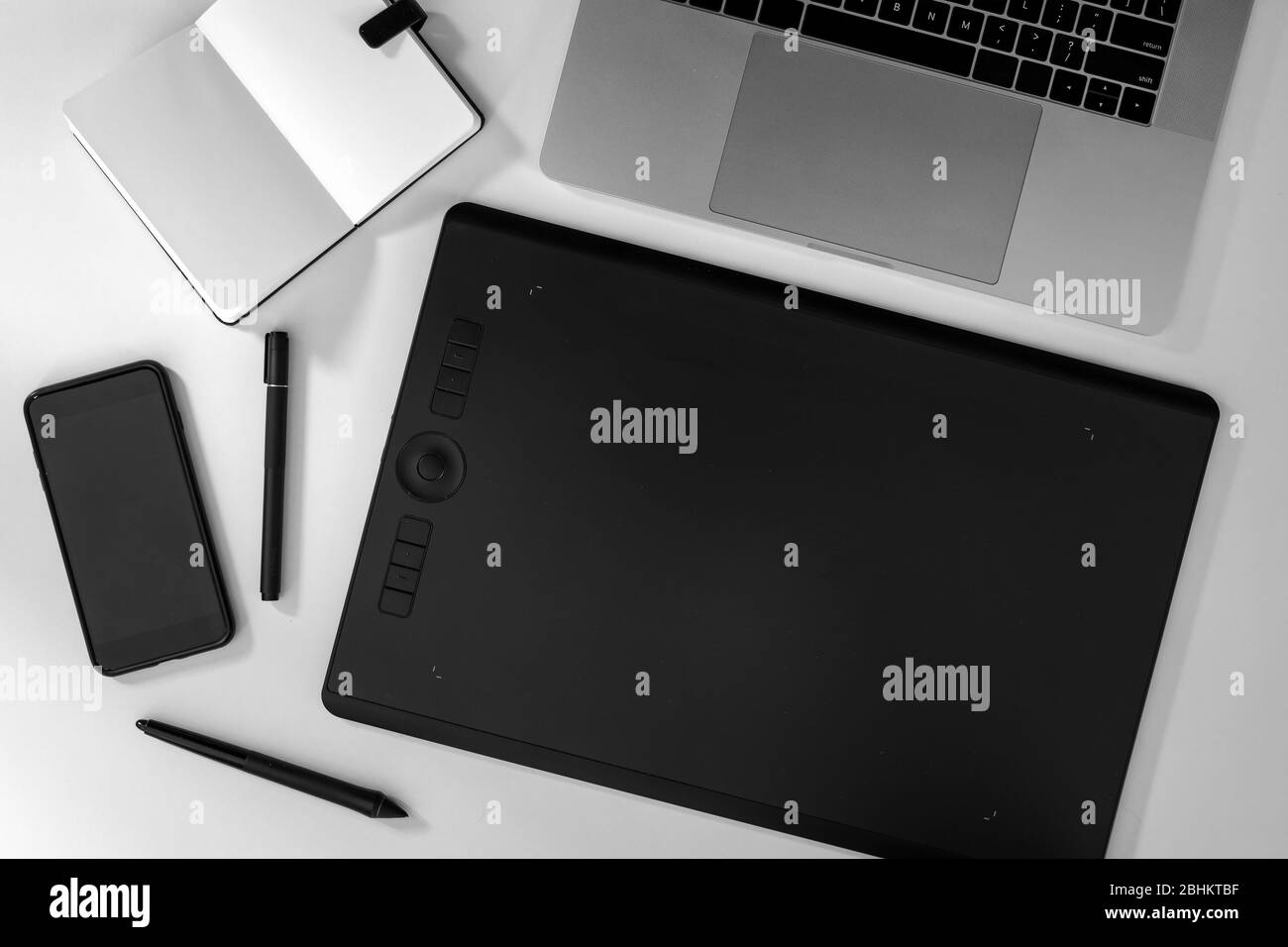 Creative desk top Black and White Stock Photos & Images - Alamy