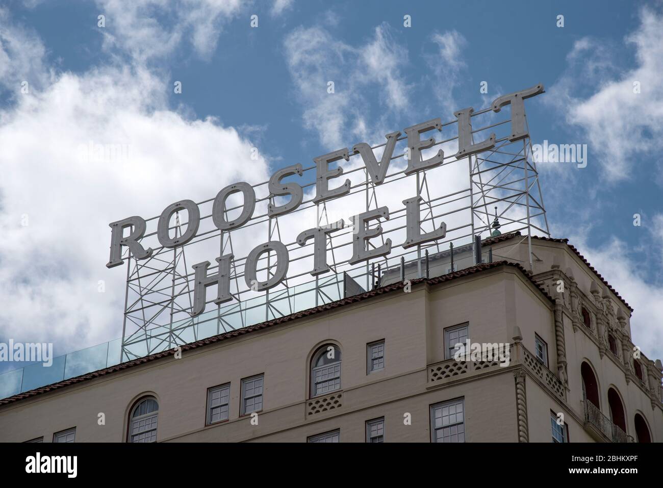 Hollywood, CA/USA - March 16, 2020: The famous Hollywood Roosevelt Hotel, where Marilyn Monroe once lived Stock Photo