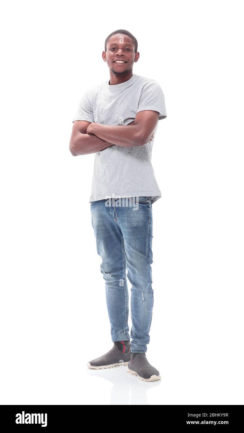 casual guy in jeans and white t-shirt Stock Photo - Alamy