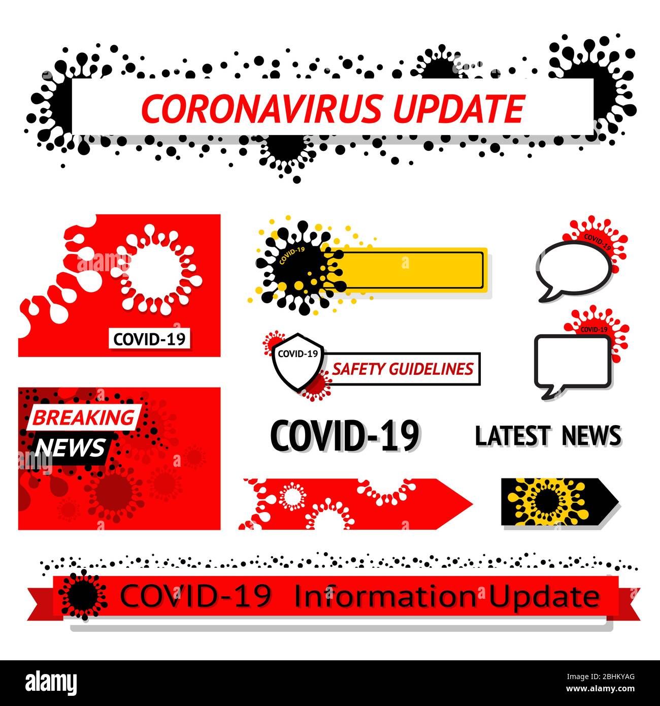 Banner Set Of Coronavirus Logo Badge With Ribbon For Covid 19 Update Information Icon Label Or Sticker Stock Vector Image Art Alamy