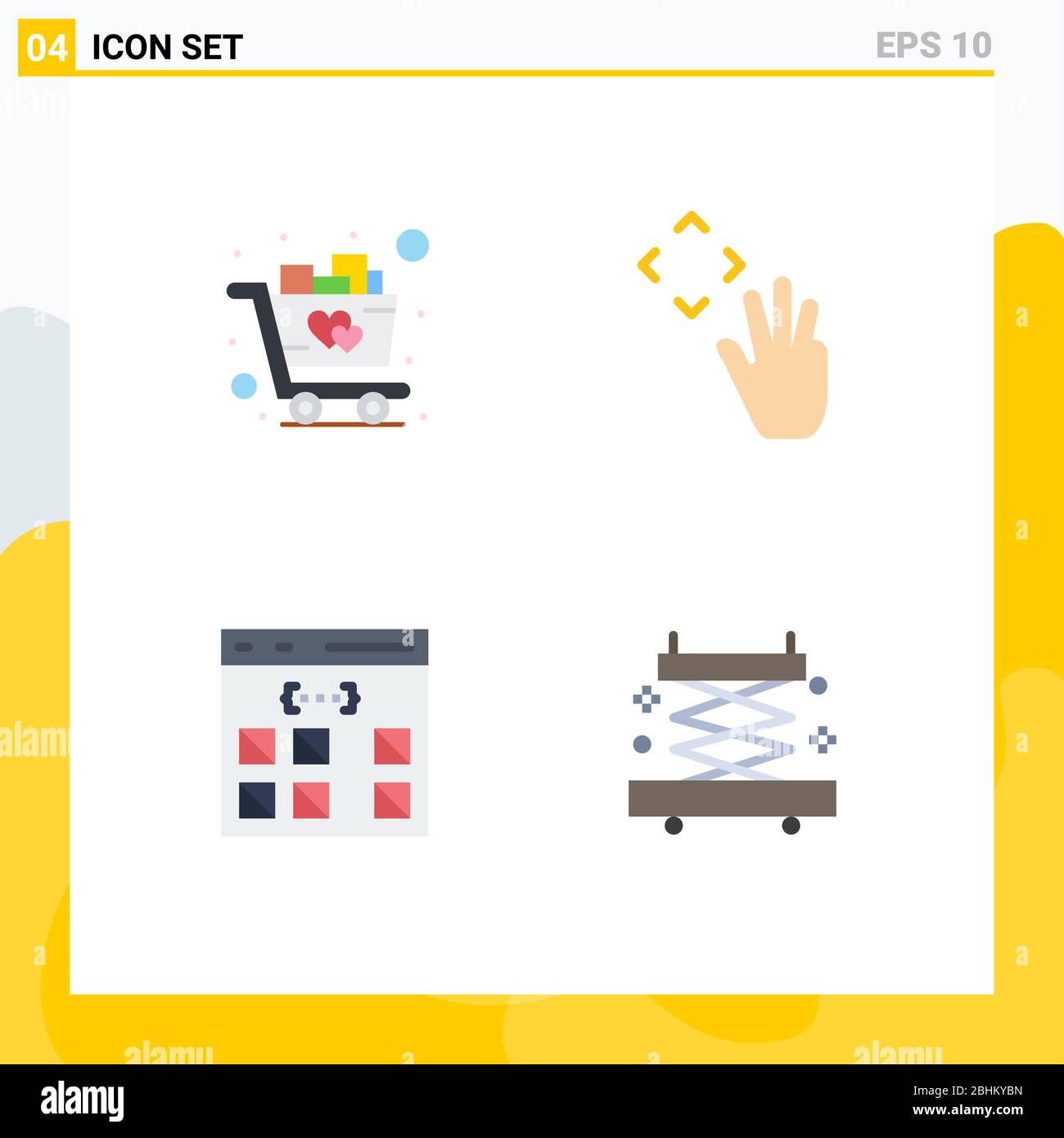 Pictogram Set of 4 Simple Flat Icons of cart, coding, trolley, up ...