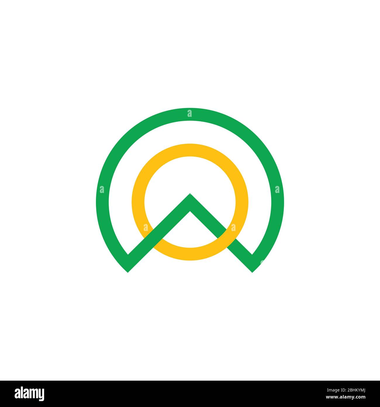 mountain sun linked line logo vector Stock Vector