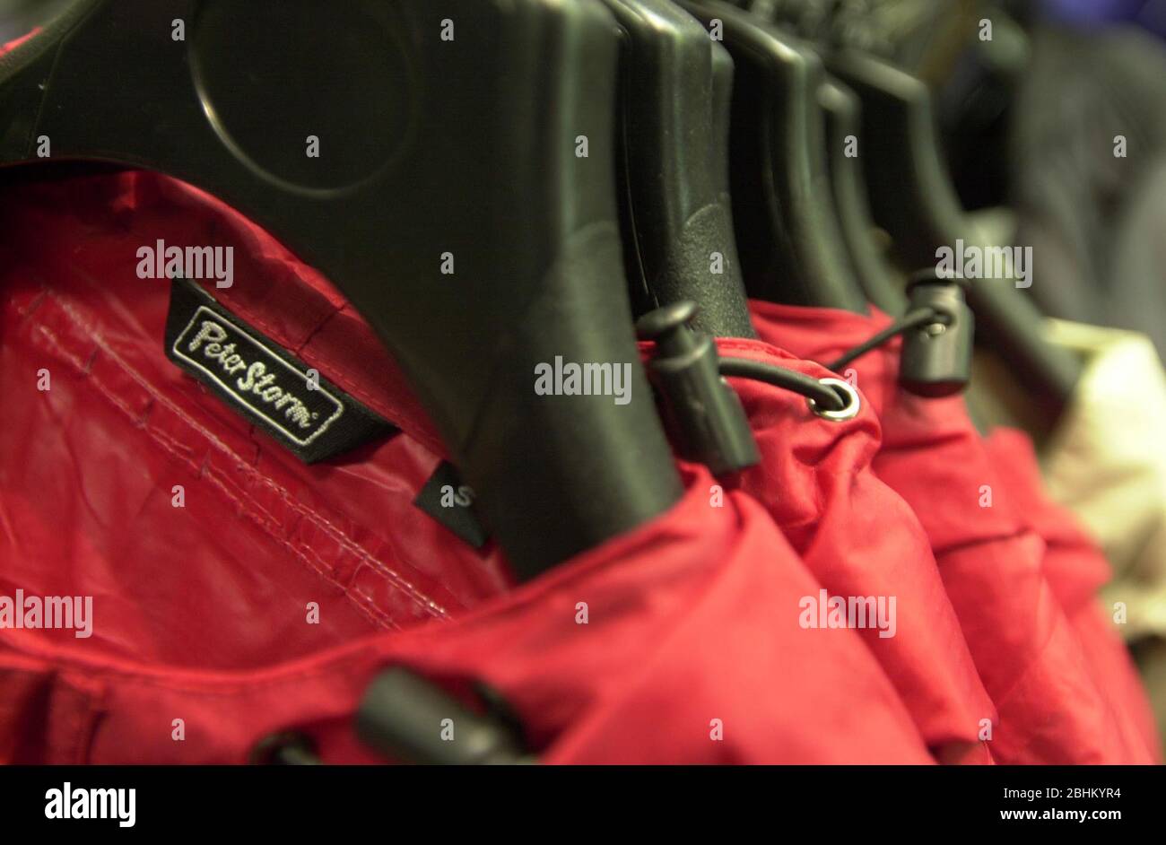 A rail of Peter Storm jackets in a Blacks store. Stock Photo