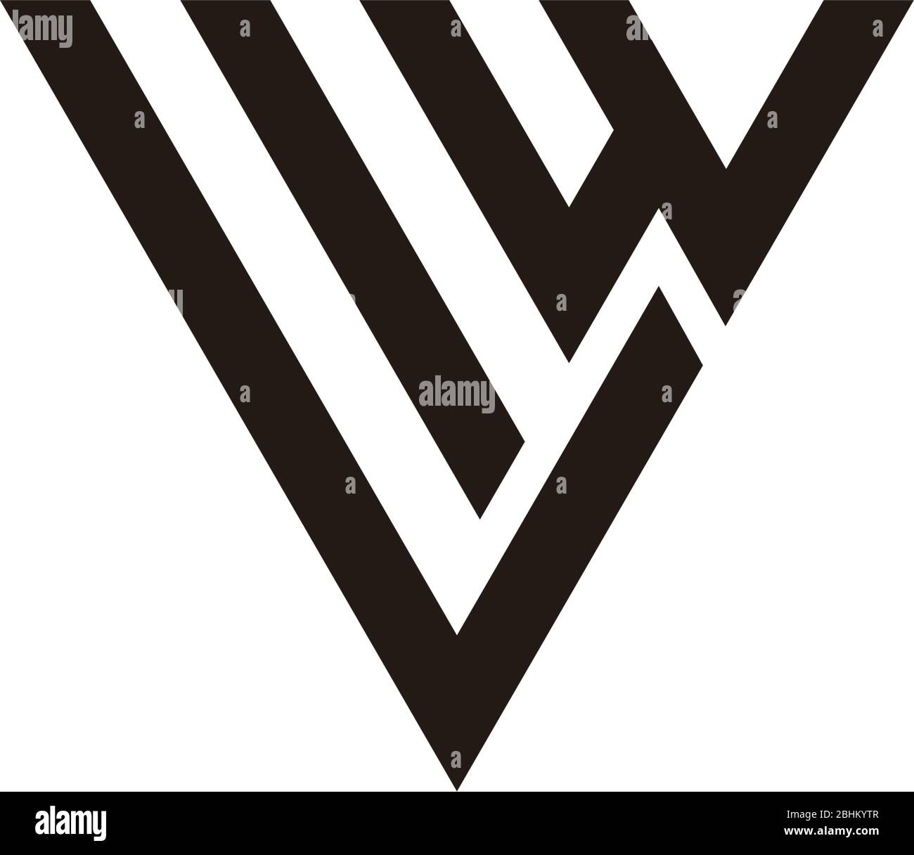 Letter Vw Stripes Geometric Triangle Logo Vector Stock Vector Art