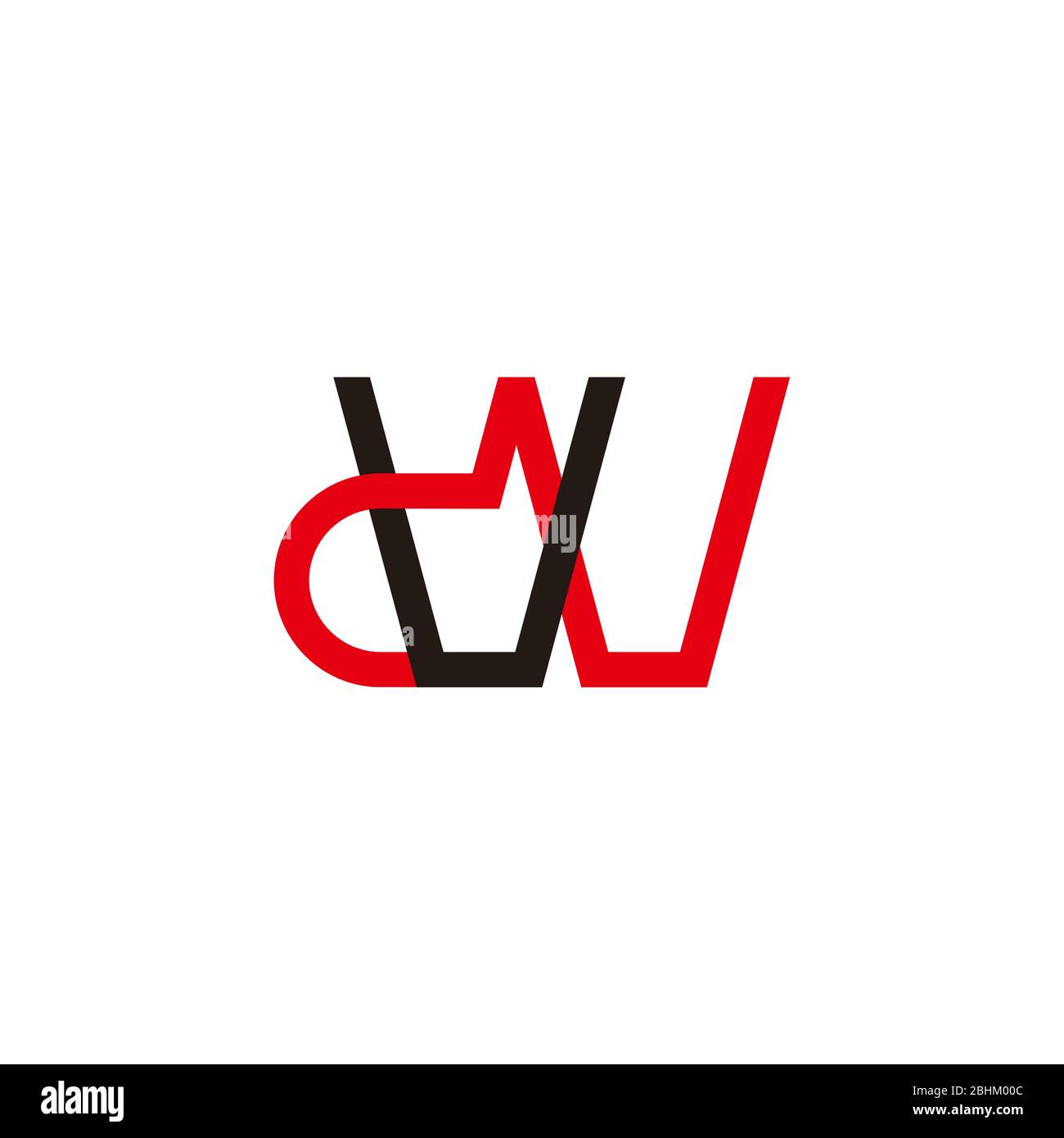 letter dw simple overlapping line colorful logo vector Stock Vector