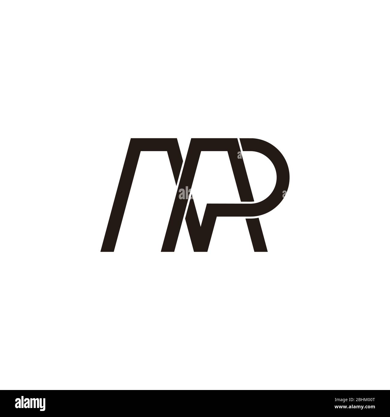 letter mp simple linked overlapping line flat logo vector Stock Vector