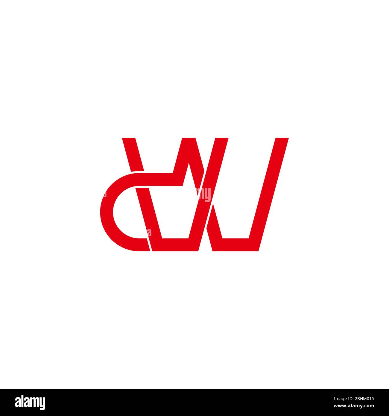 letter dw simple linked overlapping line flat logo vector Stock Vector