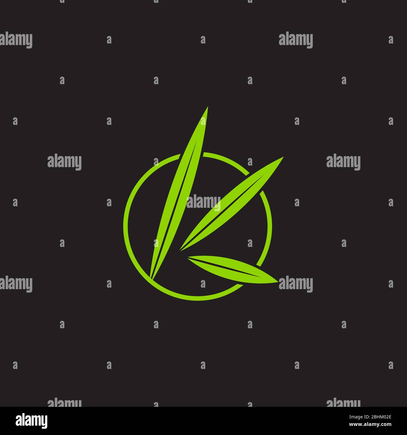 letter k green leaf circle overlapping geometric symbol logo vector Stock Vector