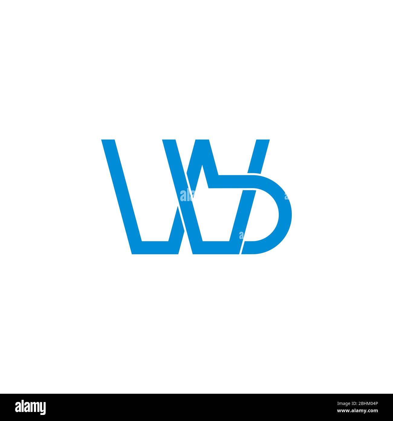 letter wb simple linked 3d line flat logo vector Stock Vector