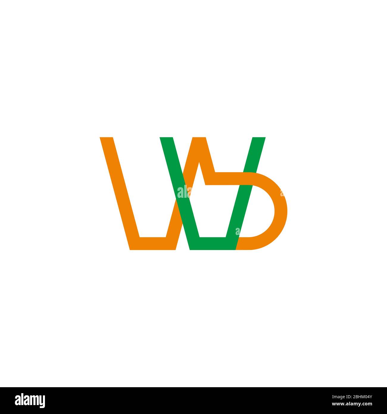 letter wb simple overlapping line colorful logo vector Stock Vector