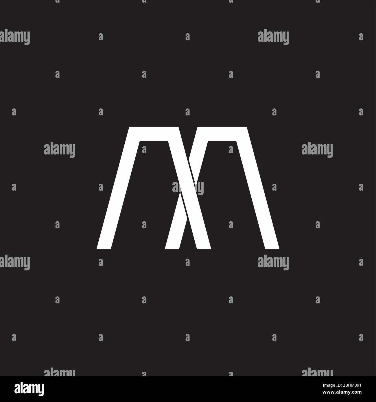 letter m simple overlapping line flat logo vector Stock Vector Image
