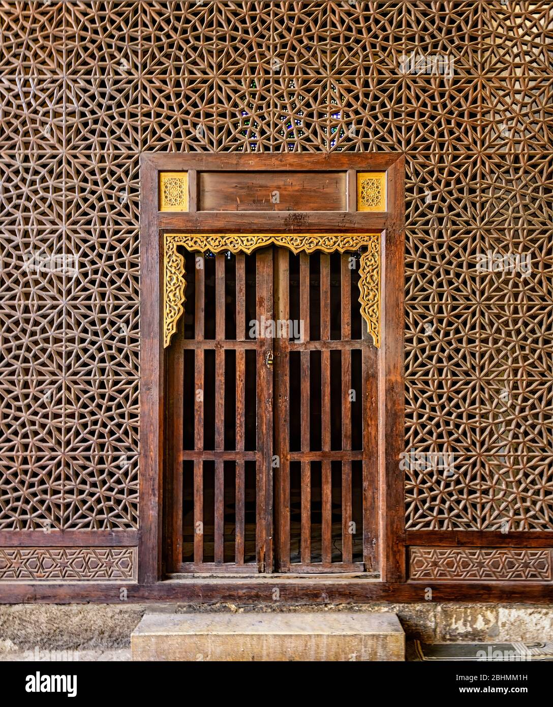 Entrance to the Mausoleum in the Al Nasr Farag Ibn Barquq complex in the City of the Dead, Cairo Stock Photo