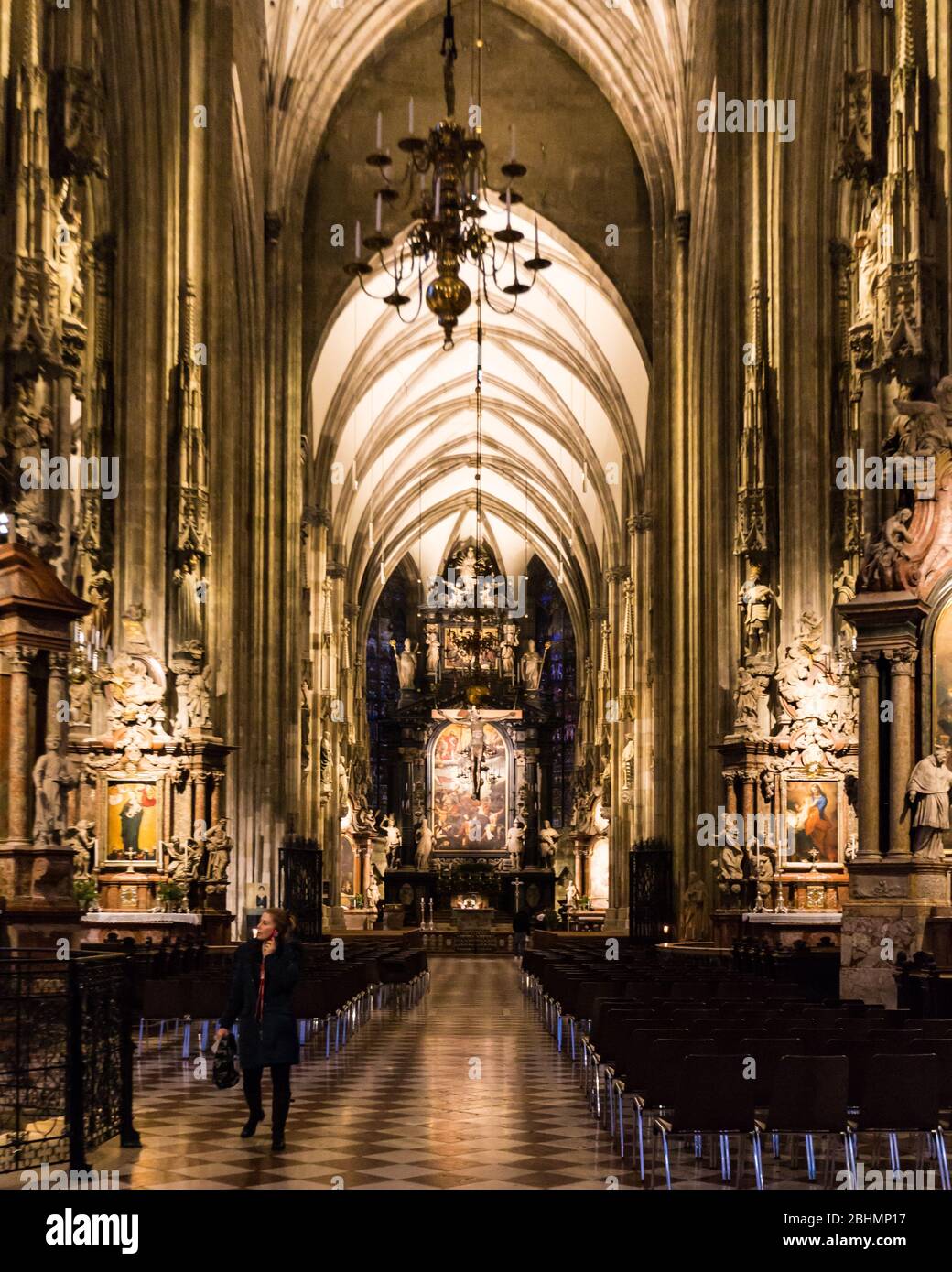 The magnificent St Stephen's Cathedral in Vienna. Dating back to 1137, it is an architectural masterpiece of the Middle Ages. Stock Photo