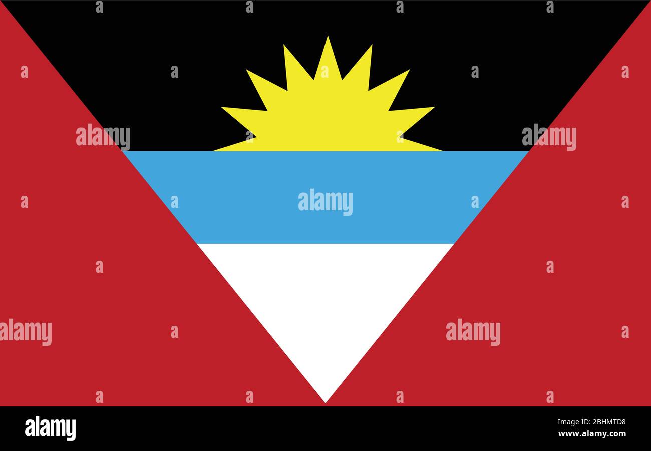 Antigua and Barbuda flag vector graphic. Rectangle Antiguan and Barbudan flag illustration. Antigua and Barbuda country flag is a symbol of freedom, p Stock Vector