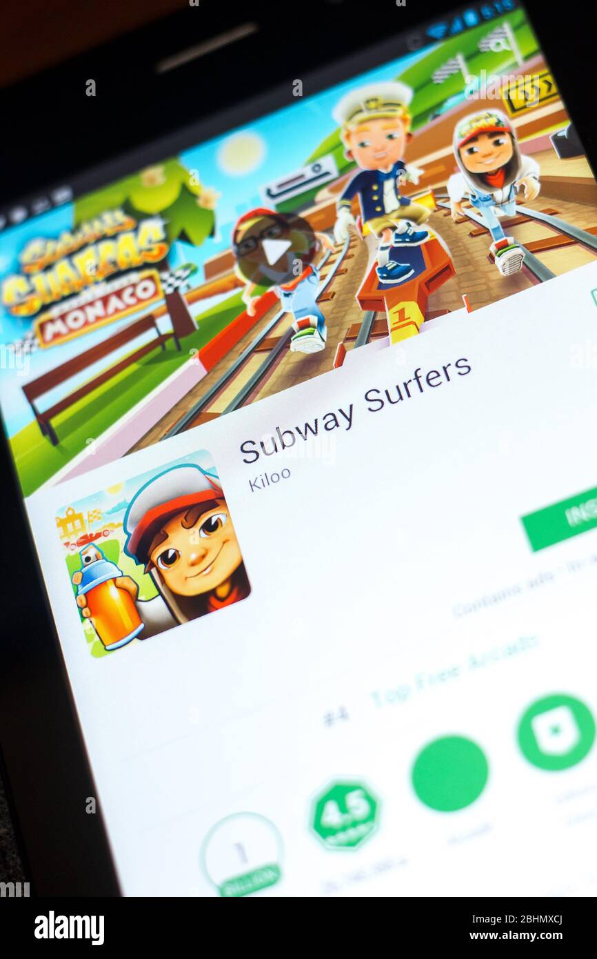 Ryazan, Russia - May 03, 2018: Subway Surfers mobile app on the display of  tablet PC Stock Photo - Alamy