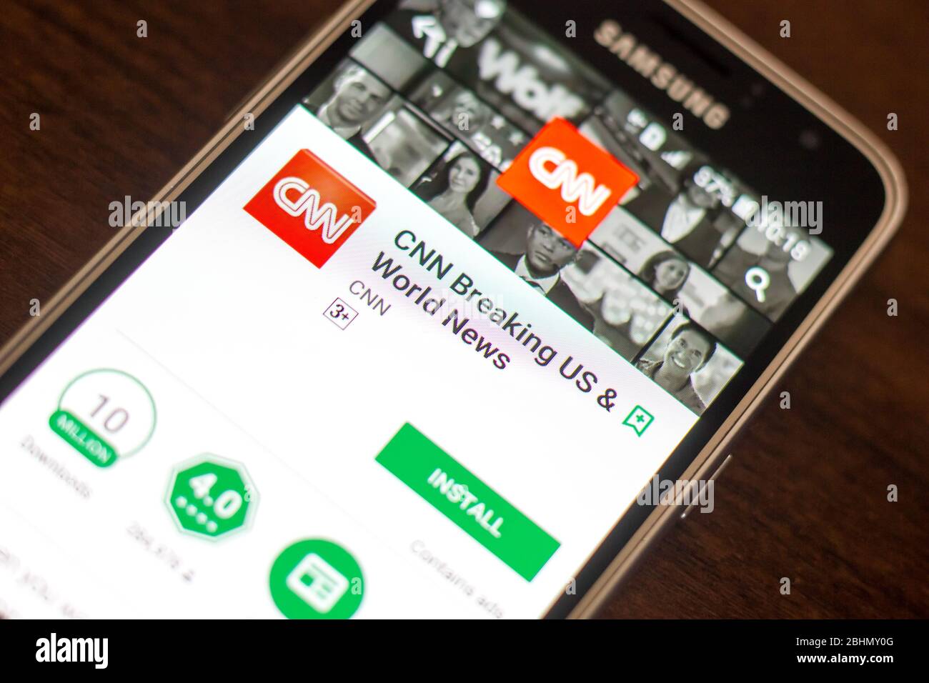 Ryazan, Russia - May 04, 2018: CNN Breaking mobile app on the display ...
