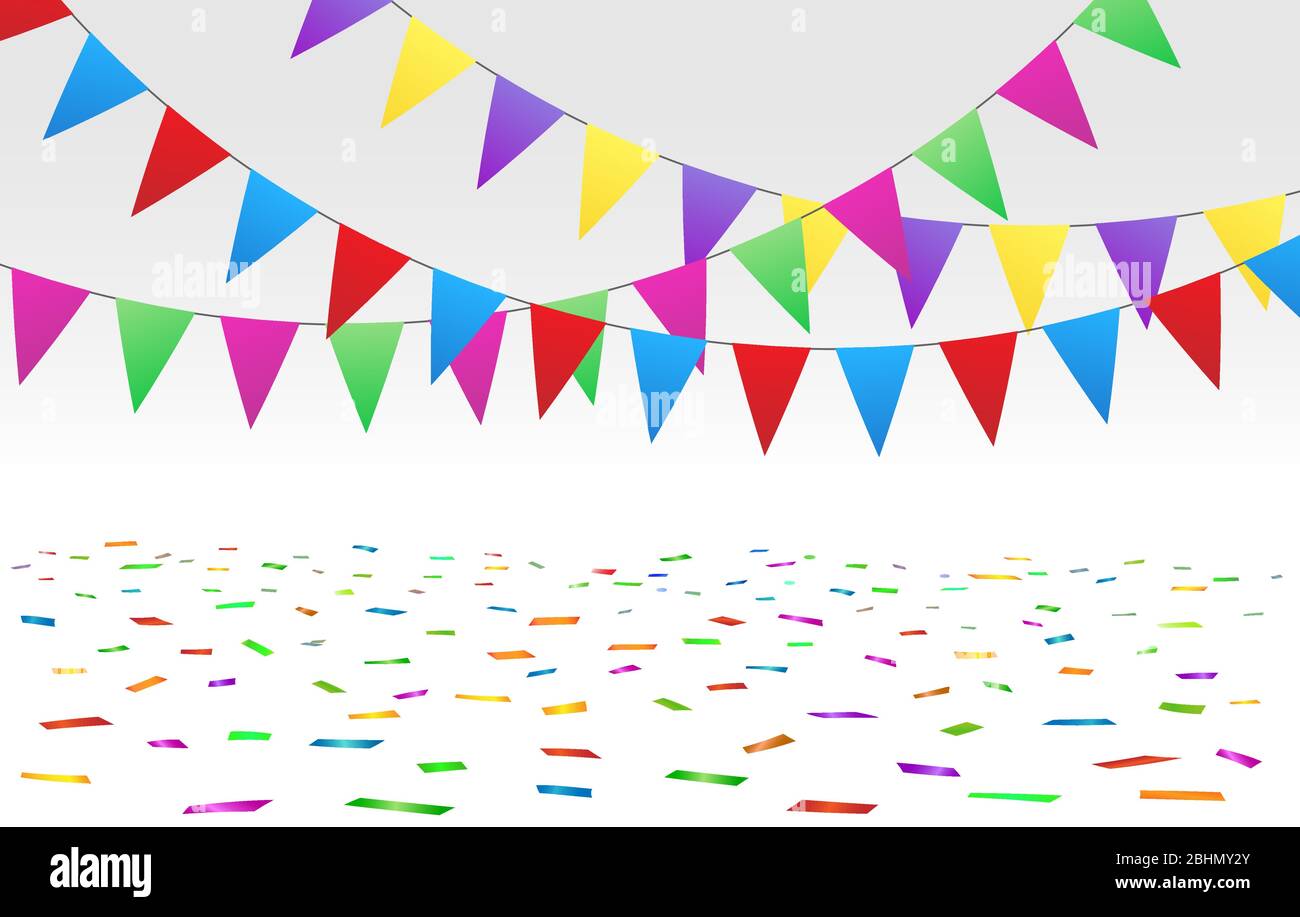 Confetti floor and flags Stock Vector