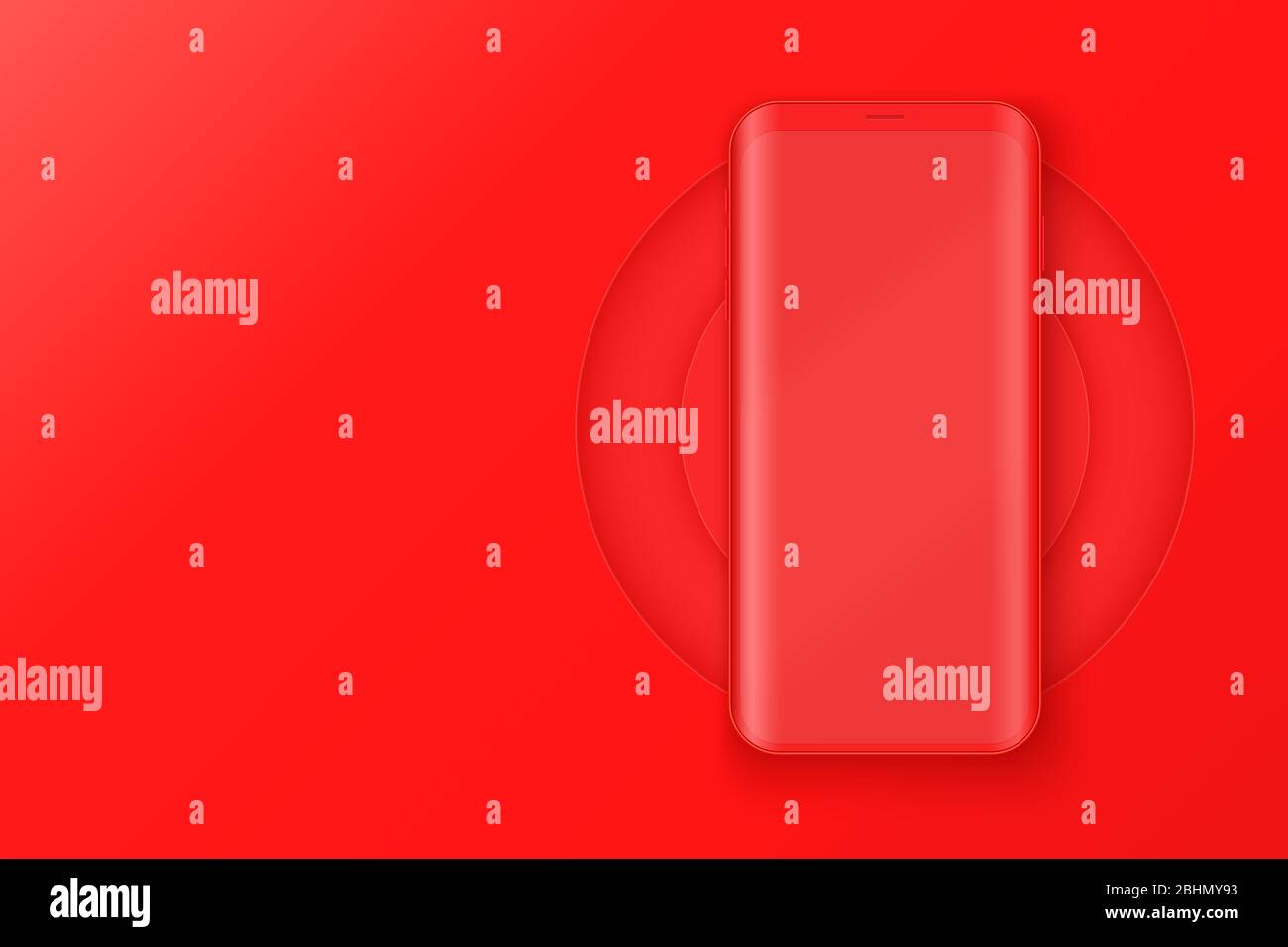Smartphone presentation mockup in red color Stock Vector