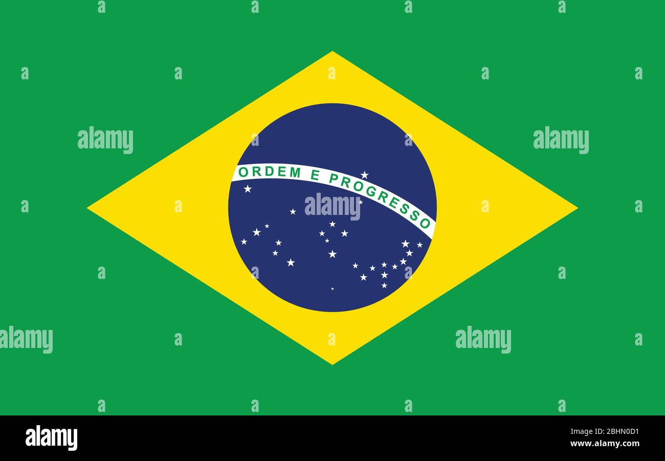 Brazil flag vector graphic. Rectangle Brazilian flag illustration
