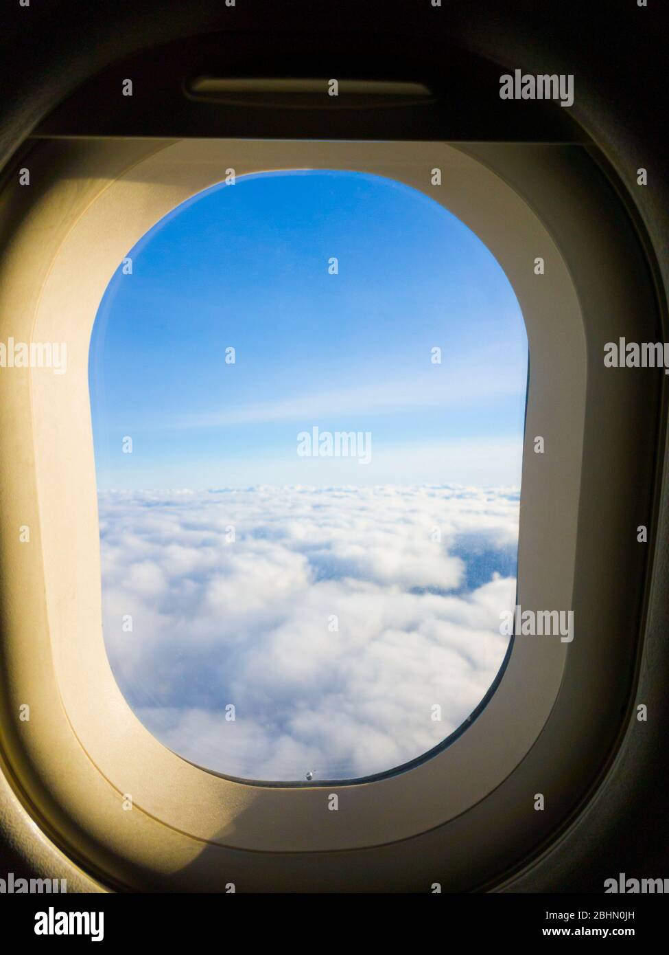 France, window of an Air France Airbus A-321 airliner descending to Orly airport (aerial view) // Stock Photo