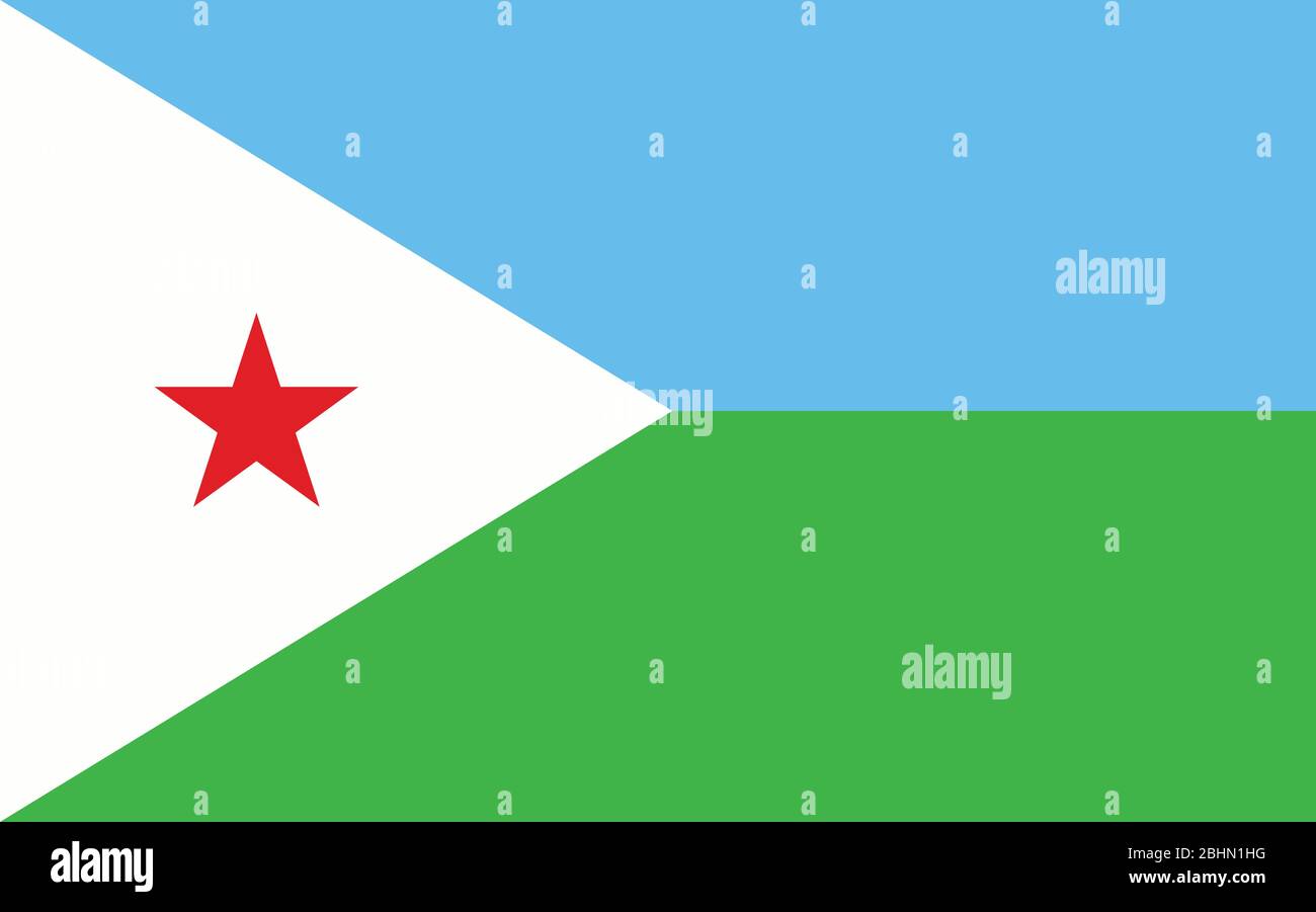 Djibouti flag vector graphic. Rectangle Djiboutian flag illustration. Djibouti country flag is a symbol of freedom, patriotism and independence. Stock Vector