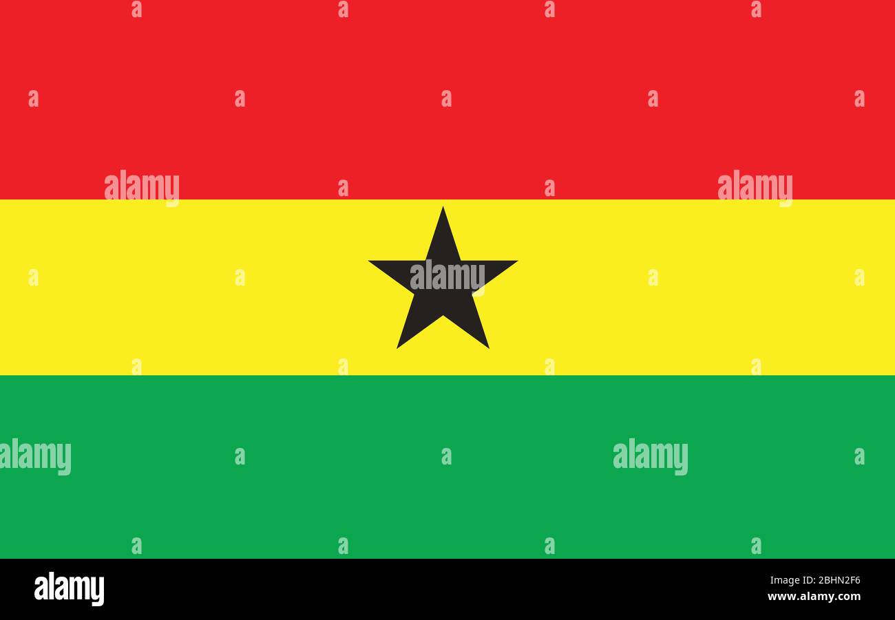 Ghana flag vector graphic. Rectangle Ghanaian flag illustration. Ghana country flag is a symbol of freedom, patriotism and independence. Stock Vector