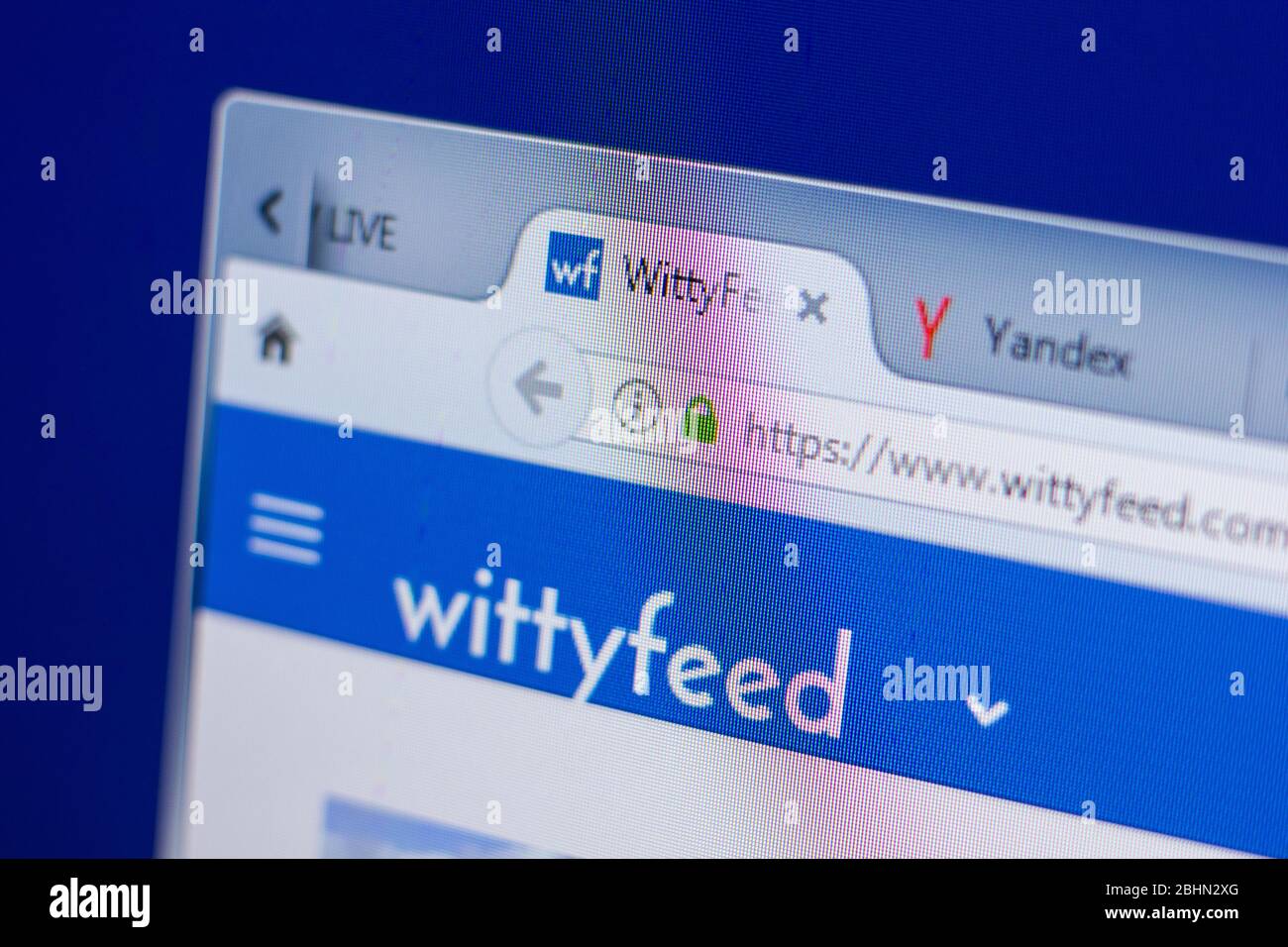 Wittyfeed Ryazan, Russia - May 13, 2018: WittyFeed website on the display of PC ...