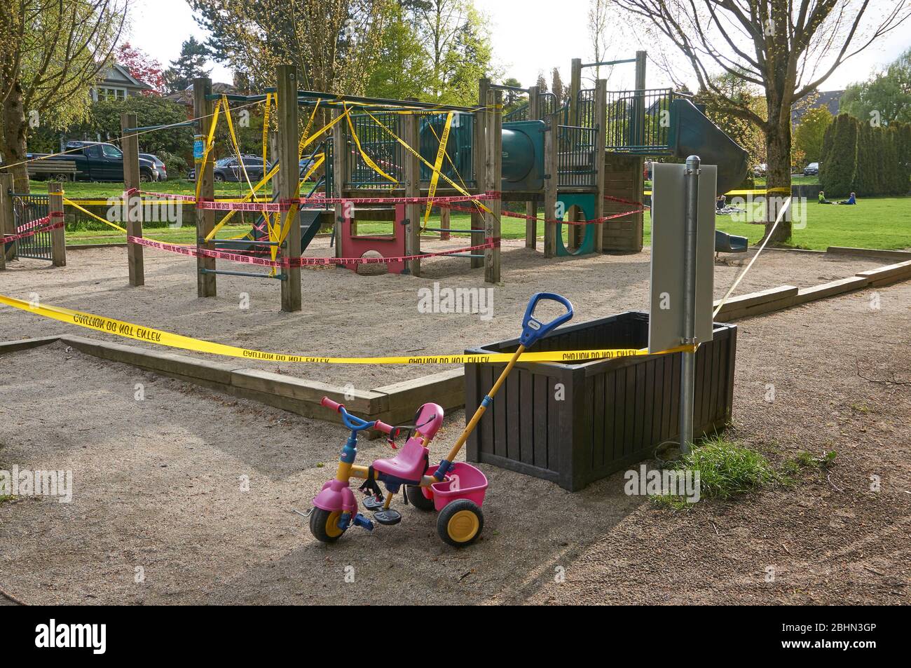 Vancouver, Canada, 20 March 2020 -- Vancouver has decided to close all its children's playgrounds in city parks over concerns about the evolving COVD-19 pandemic. Stock Photo