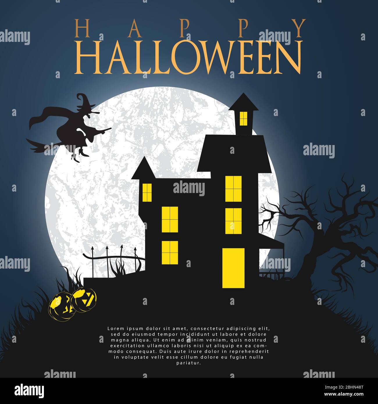 Halloween night background with full Moon illustration Stock Vector ...