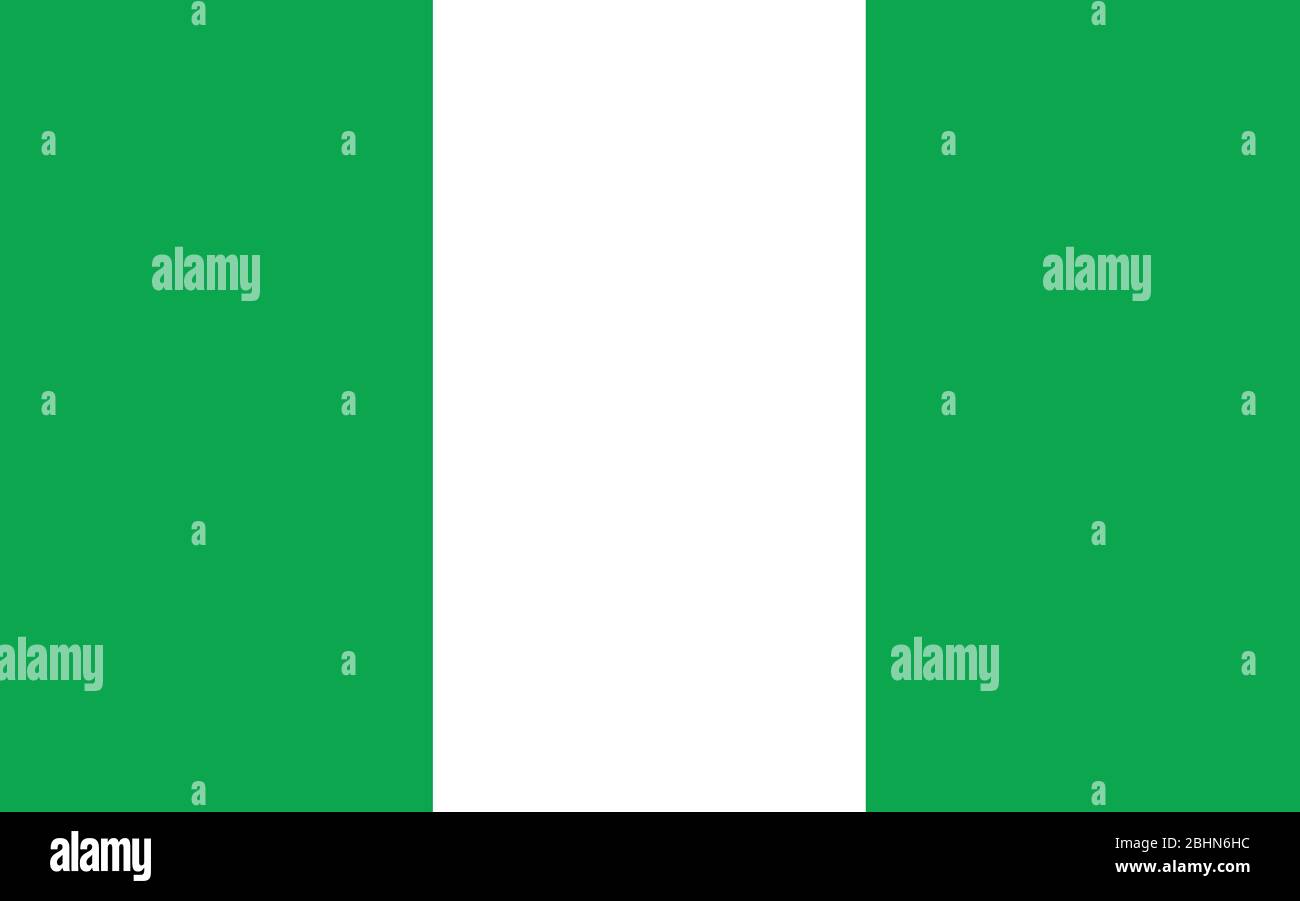 Nigeria flag vector graphic. Rectangle Nigerian flag illustration. Nigeria country flag is a