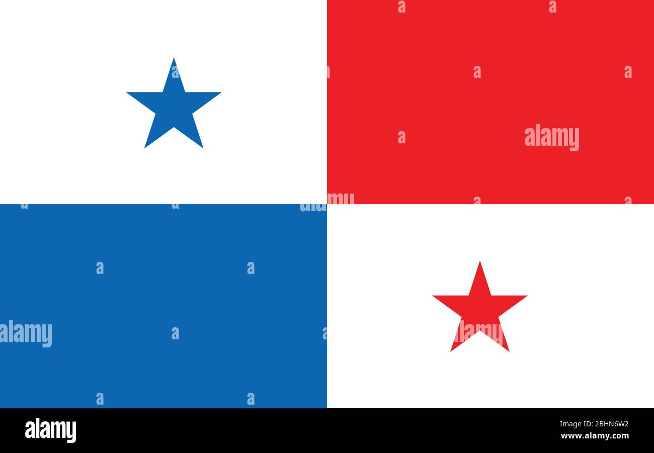 Panama flag vector graphic. Rectangle Panamanian flag illustration. Panama country flag is a symbol of freedom, patriotism and independence. Stock Vector