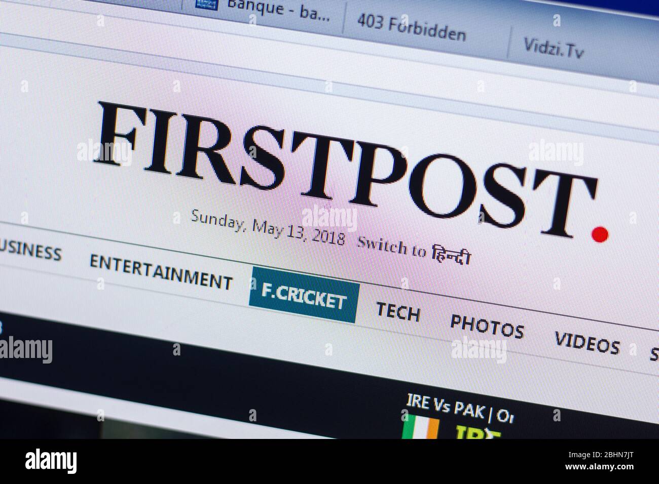 Ryazan, Russia - May 13, 2018: Firstpost website on the display of PC ...