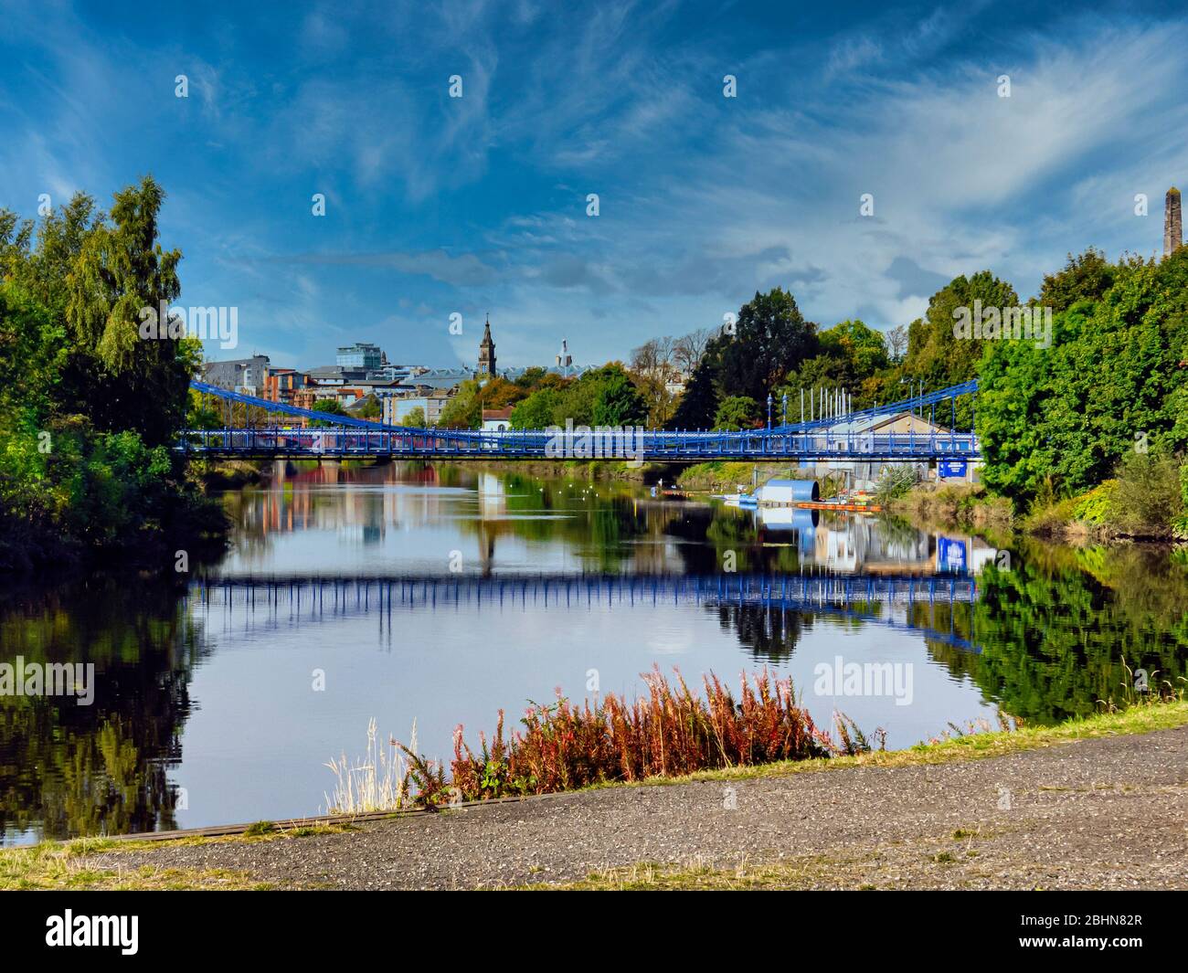 St Andrew's Suspension Bridge linking Glasgow Green with Adelphi Street in The Gorbals of Glasgow Scotland Stock Photo