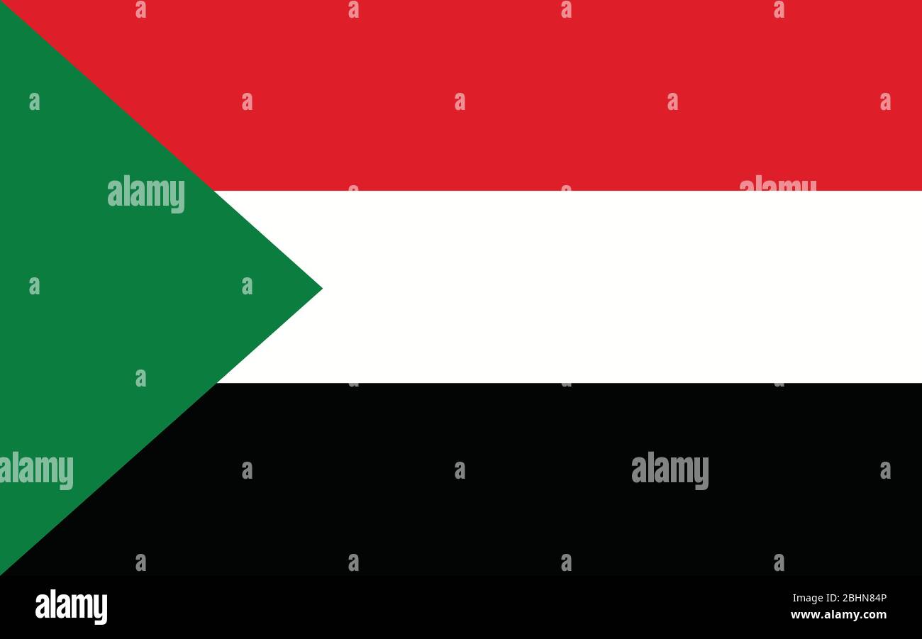 Sudan flag vector graphic. Rectangle Sudanese flag illustration. Sudan country flag is a symbol of freedom, patriotism and independence. Stock Vector
