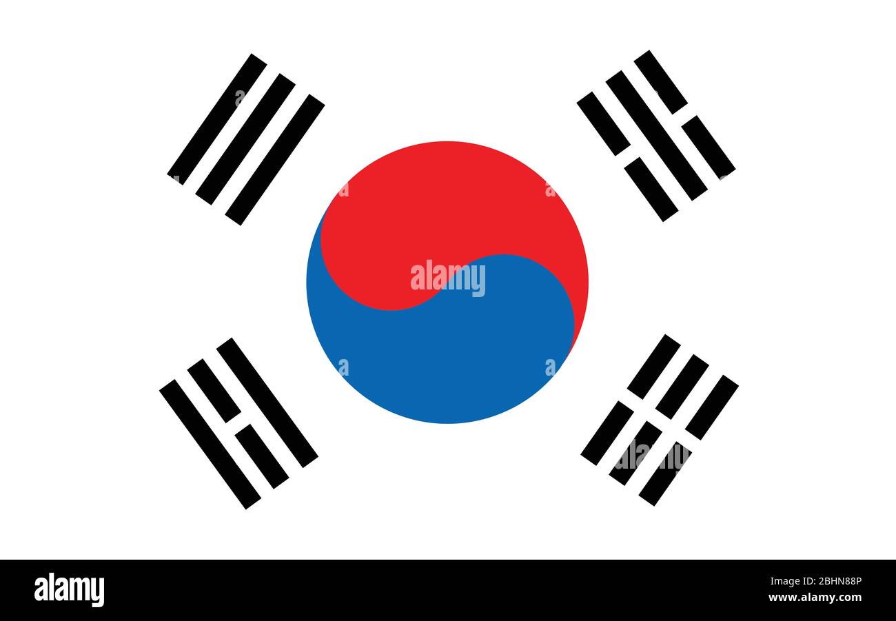 South Korea flag vector graphic. Rectangle South Korean flag illustration. South Korea country flag is a symbol of freedom, patriotism and independenc Stock Vector