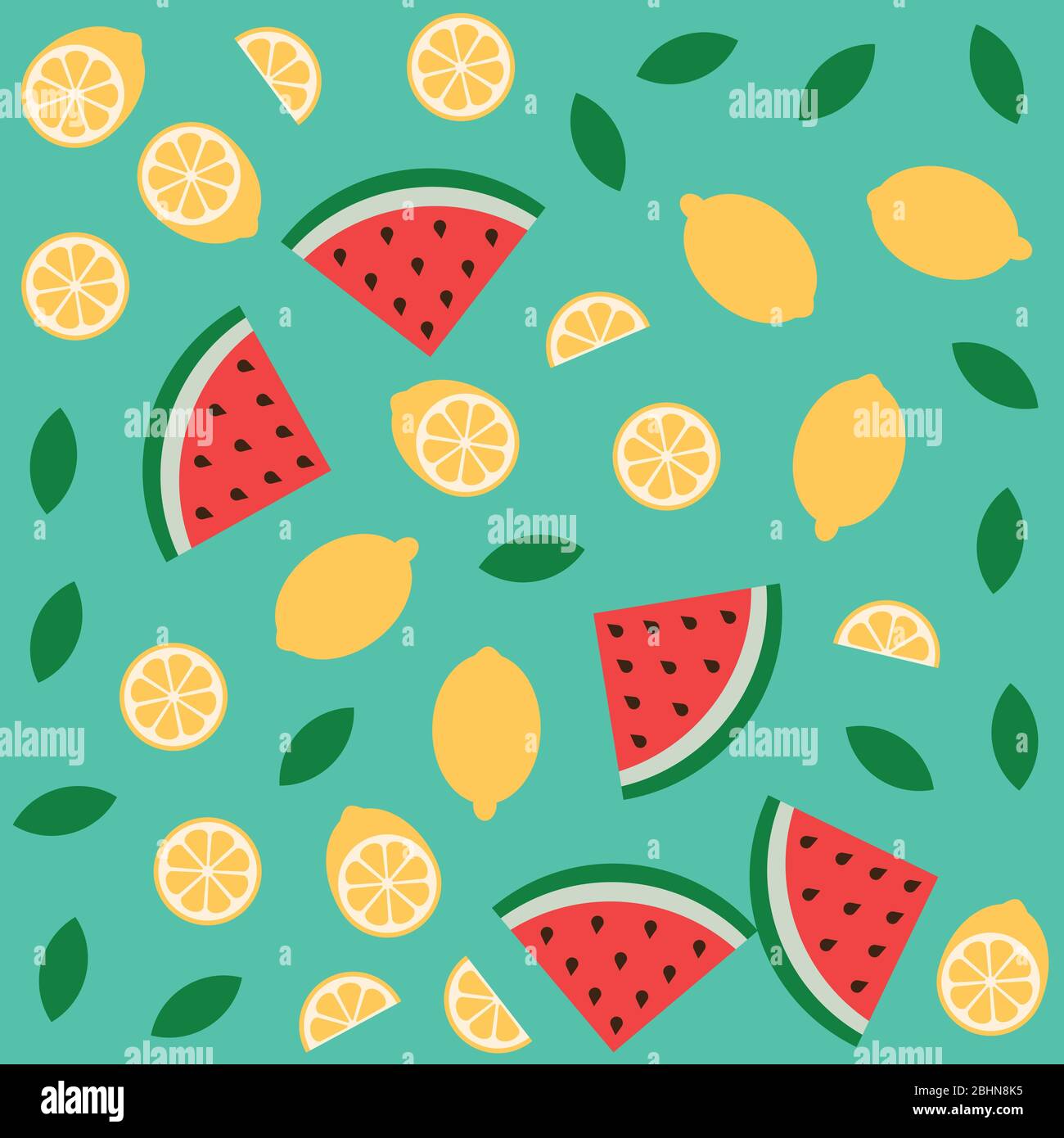 Watermelon and lemon citrus vector fun pattern Stock Vector Image & Art